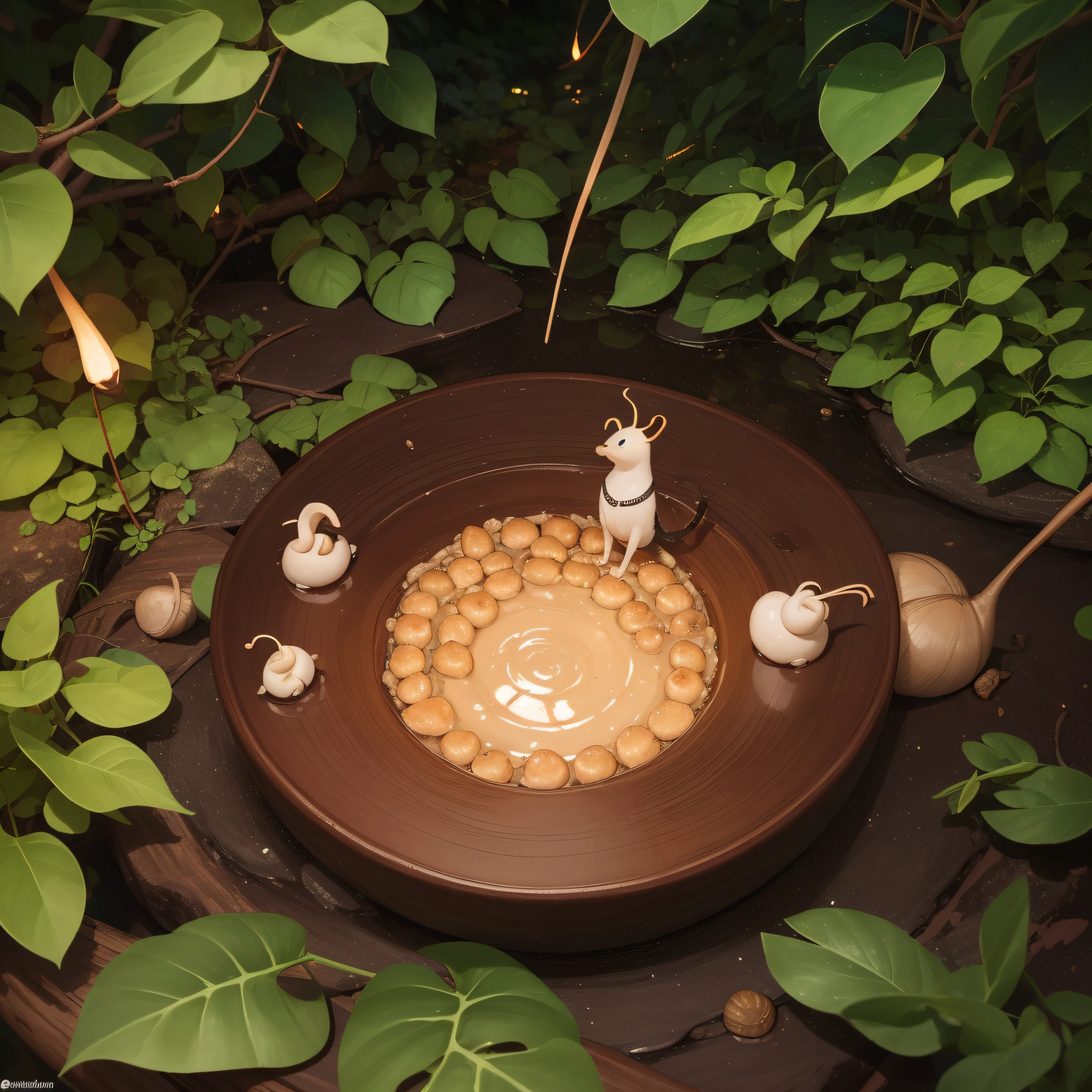 (extremadamente detallado, obra maestra, La mejor calidad, foto antigua, principios de siglo) latex, snail, una linterna directa lo ilumina, bosque de noche. plano cercano. sangre por el suelo.
