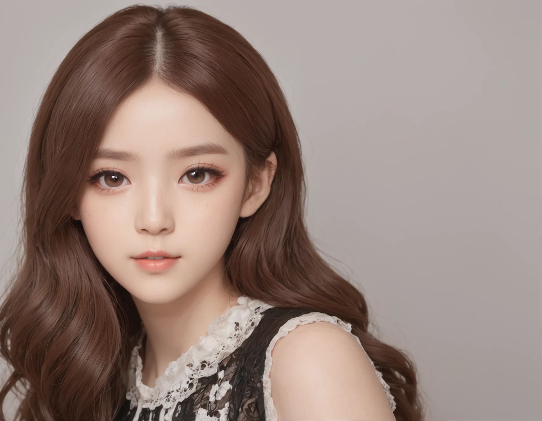 (One lady)、Lolita、、kawaii、Big eyes、Gentle eyes、instagram photo、real photograph、natural vibe、Realistic、Brown hair color