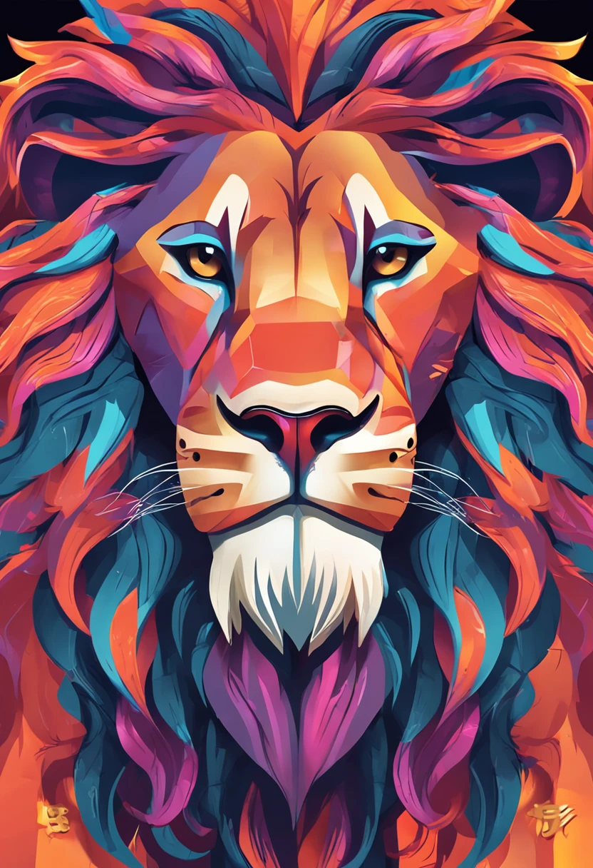 Intelligent and powerful lion as a developer's mascot, digital illustration