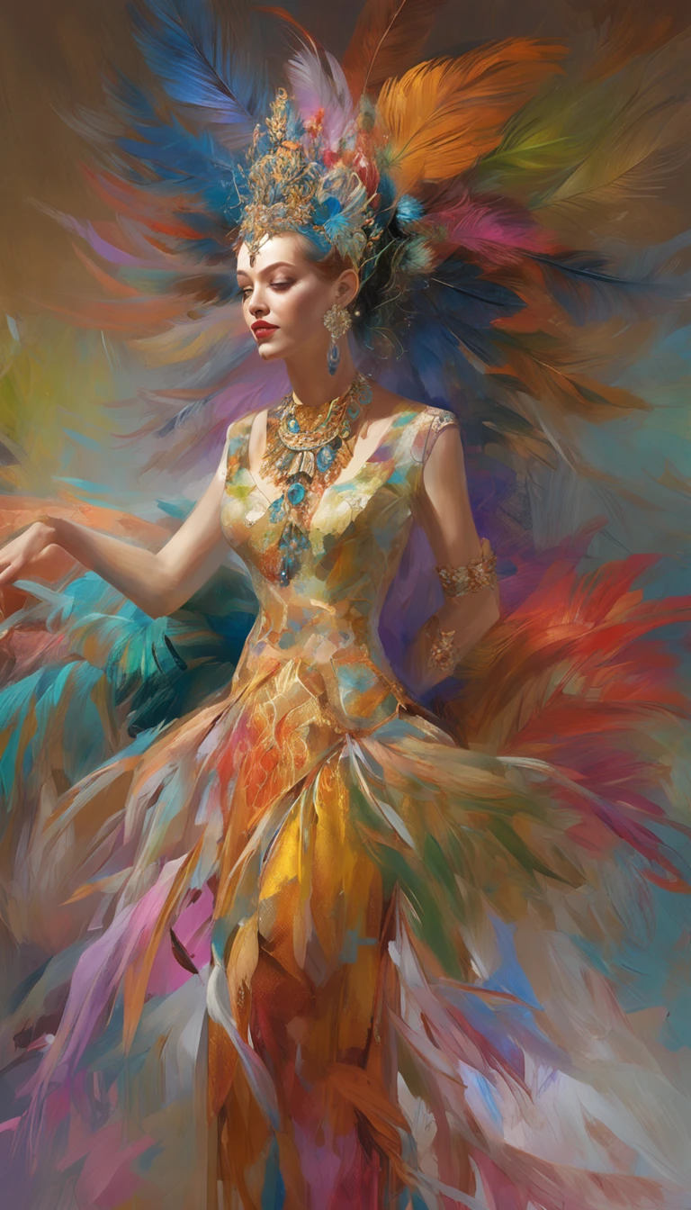 (Dynamic angle:1.4), ((Full body posing:1.5), (colorful:1.2), (extremely detailed CG unity 16k wallpaper:1.1), (Denoising strength: 1.45), (tmasterpiece:1.37), ((official art)), top quality, wallpaper, original, (1girl:1.35), (solo), full body, dynamic, blue eyes, detailed eyes, peacock wing, (disheveled hair), colored tips, colored inner hair, jewelry, intricated filigree, feathers on dress, volumetric lighting, jungle, Tyndall effect, peacock feathers, halation, (masterpiece:1.35)  [peacock feather gorgeous dress:(peacock feathers):0.65], (illustration), (depth of field), chiaroscuro, cinematic lighting, chromatic aberration, sparkle, ray tracing, blending, Ultra-Wide Angle, f/1.8, Hasselblad, Sony FE GM, (masterpiece), (masterpiece), best quality, UHD