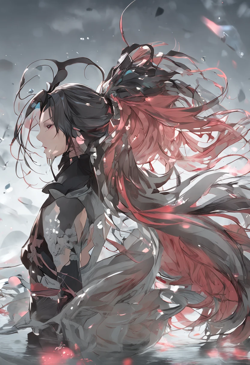 ancient wind,sliver long hair,pony tails,mtu,large tall