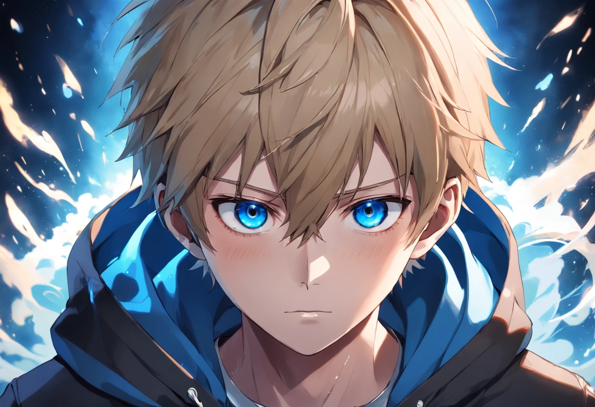 anime boy with blue eyes and a blue shirt with a bear on it, anime boy, tall anime guy with blue eyes, realistic anime artstyle, anime. soft lighting, stunning anime face portrait, beautiful anime portrait, anime style portrait, by Yuumei, realistic anime art style, semirealistic anime style, anime styled digital art, digital anime art