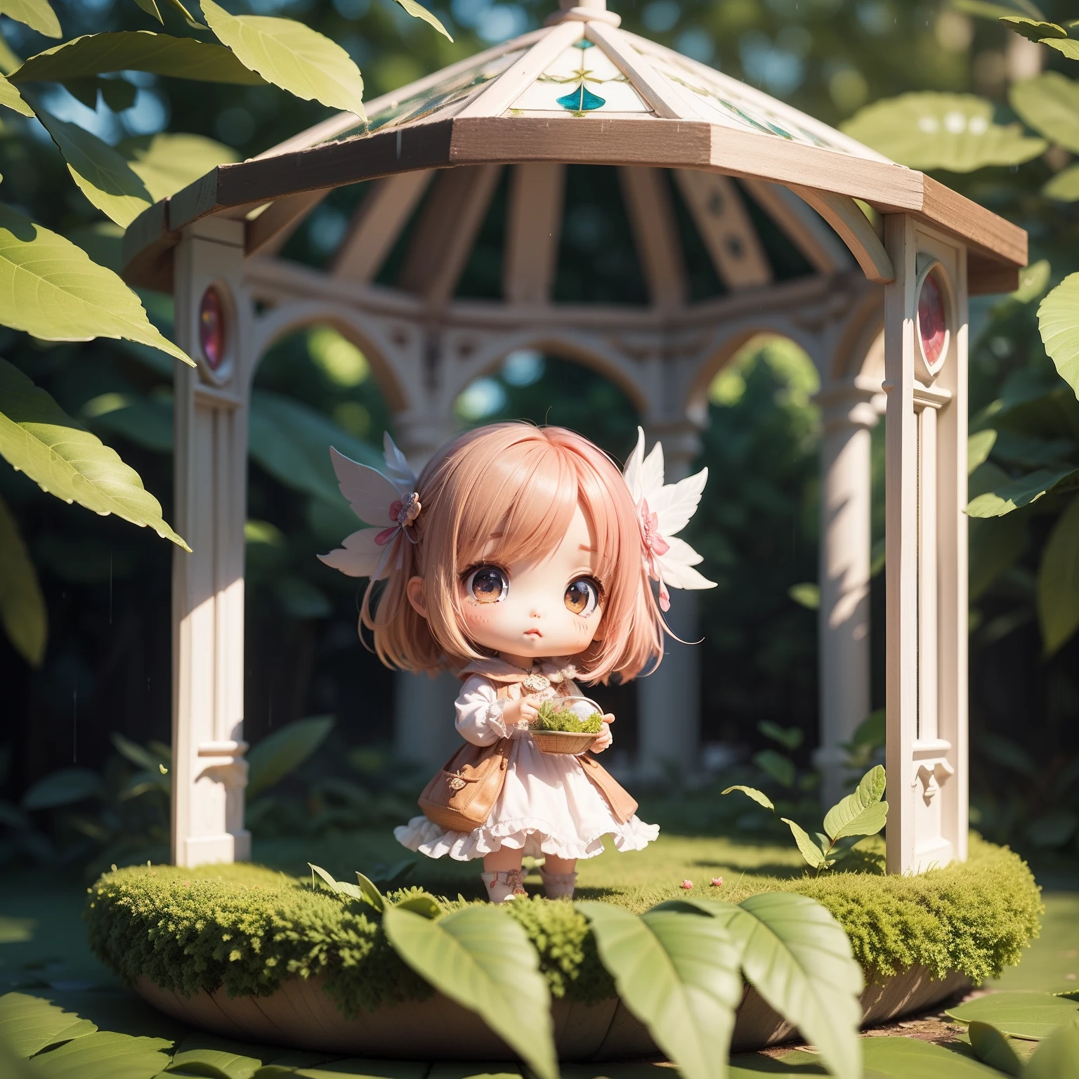 masterpiece, best quality, 1girl inside a jar, simple background, full body, flower, erune, miniature, ((diorama)), full shot, cinematic lighting, hyperdetail, hyperintricate, [canon 5d iv]