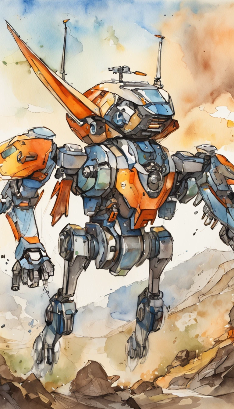 A ager controls a quadcopter drone,in mecha style,illustration。