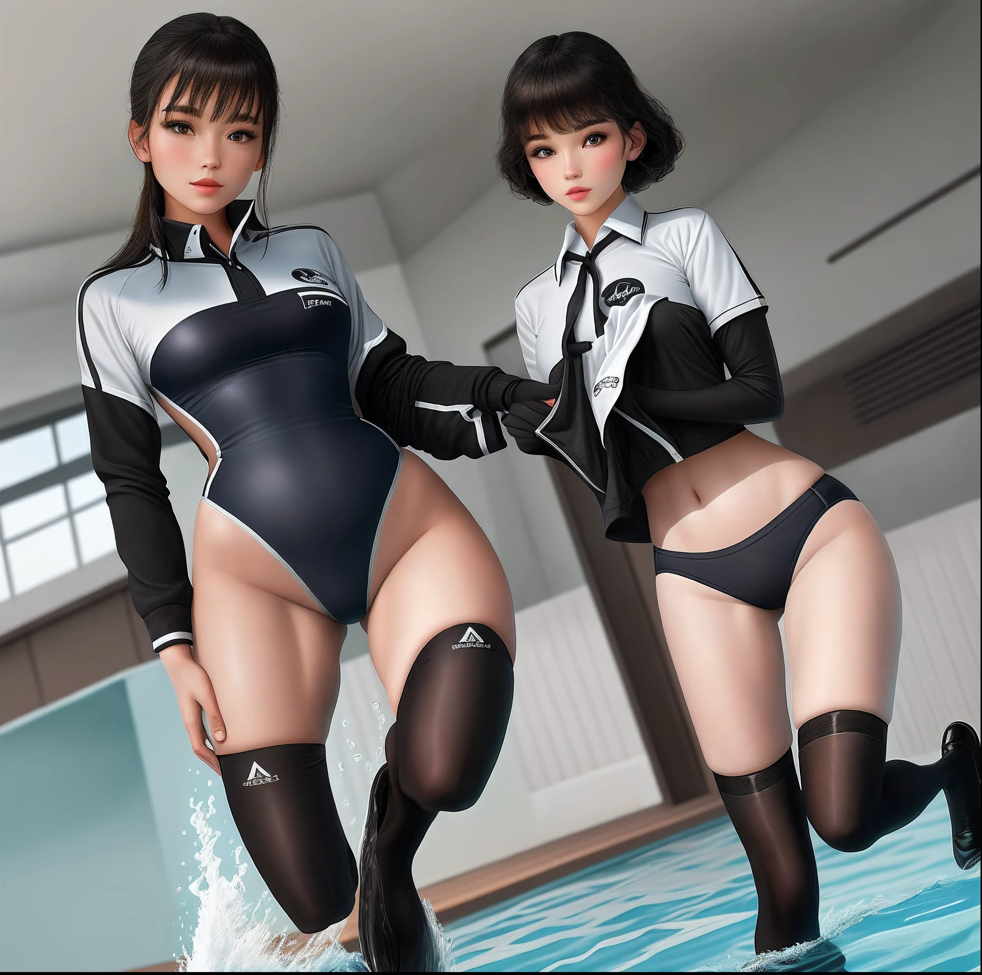 black lence stockings,swimming uniform,Beautuful Women