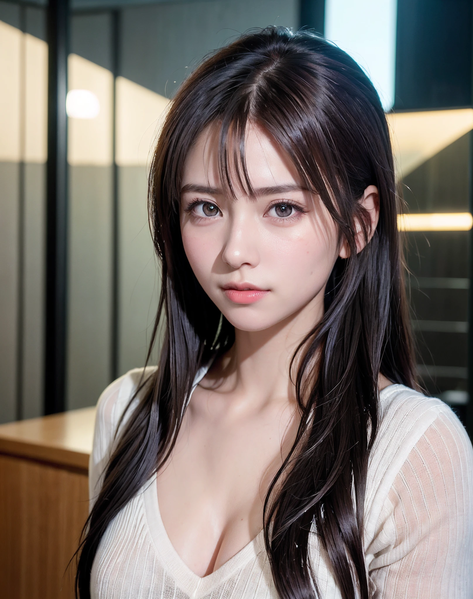top-quality、8K Masterpiece、超A high resolution、(Photorealsitic:1.3)、Raw photo、1人、silver white hair、poneyTail、glowy skin、1 super beautiful college girl、((super realistic details))、portlate、globalillumination、Shadow、octan render、8K、ultrasharp、highly intricate detail、Realistic light、CGSoation Trends、Beautiful eyes、radiant eyes、Facing the camera、