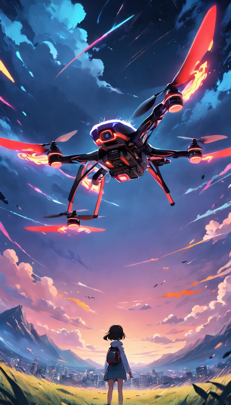 A teenager controls a quadcopter drone