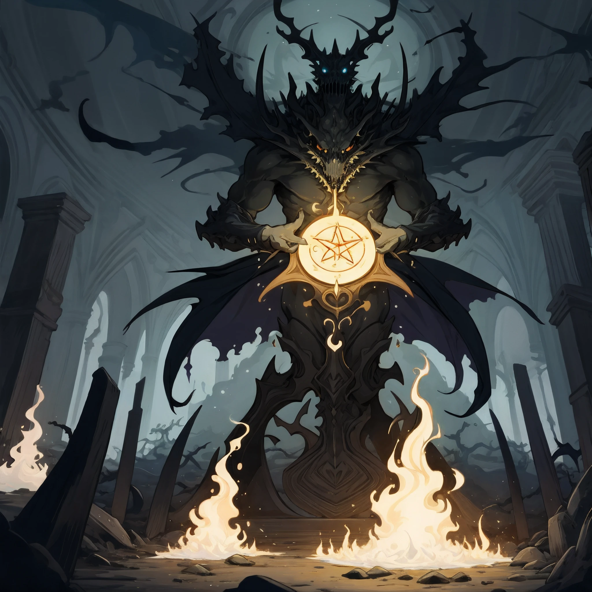 highres, top quality, best quality, paid reward available, High-quality illustrations, unparalleled masterpiece, perfect artwork, absurdres, perfect anatomy, standing in room, spellcasting pose, summoning undead friends, summoning an eldritch god,