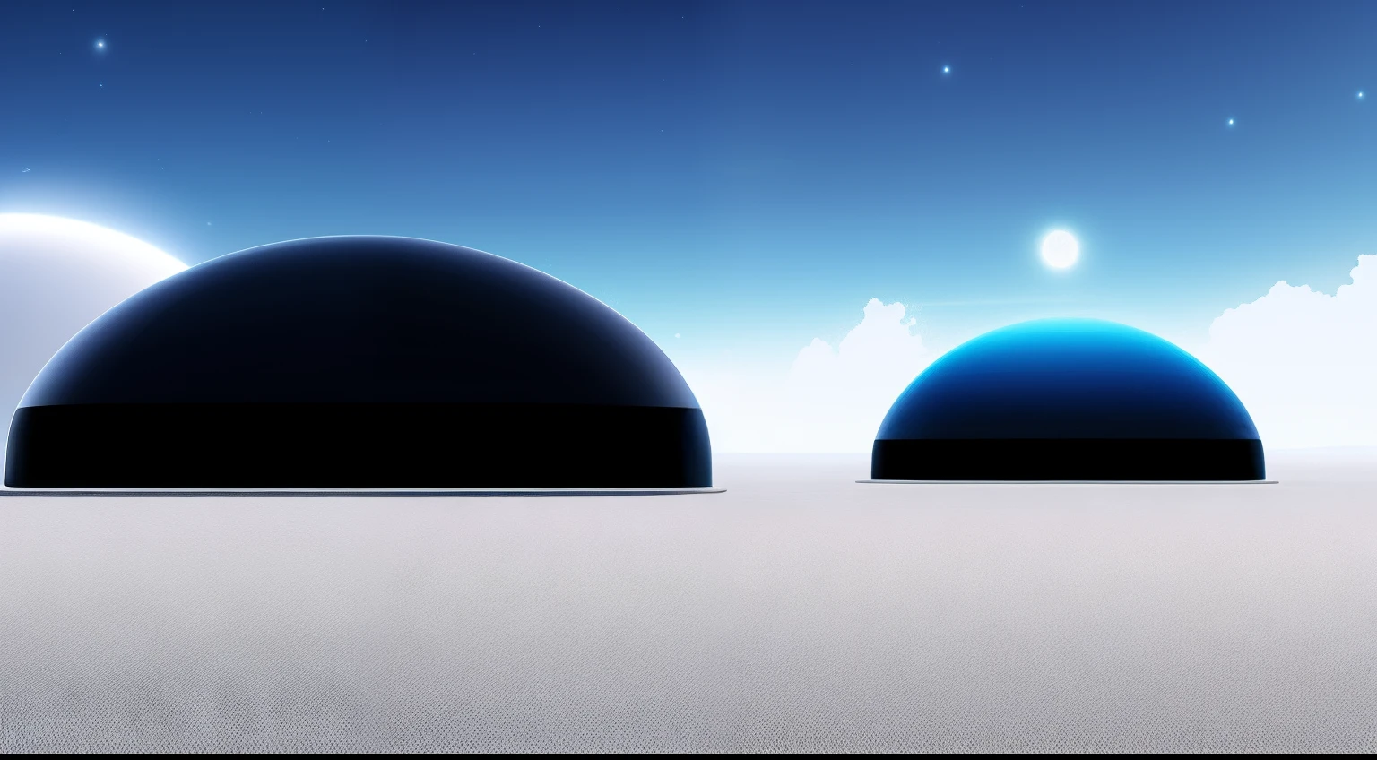 Daytime in the wilderness,Cosmic wave collector,Huge white round umbrella shape,Floor mats,silence,barren,Lonely listeners,softlighting,Cyber style,Confused and soft edges
