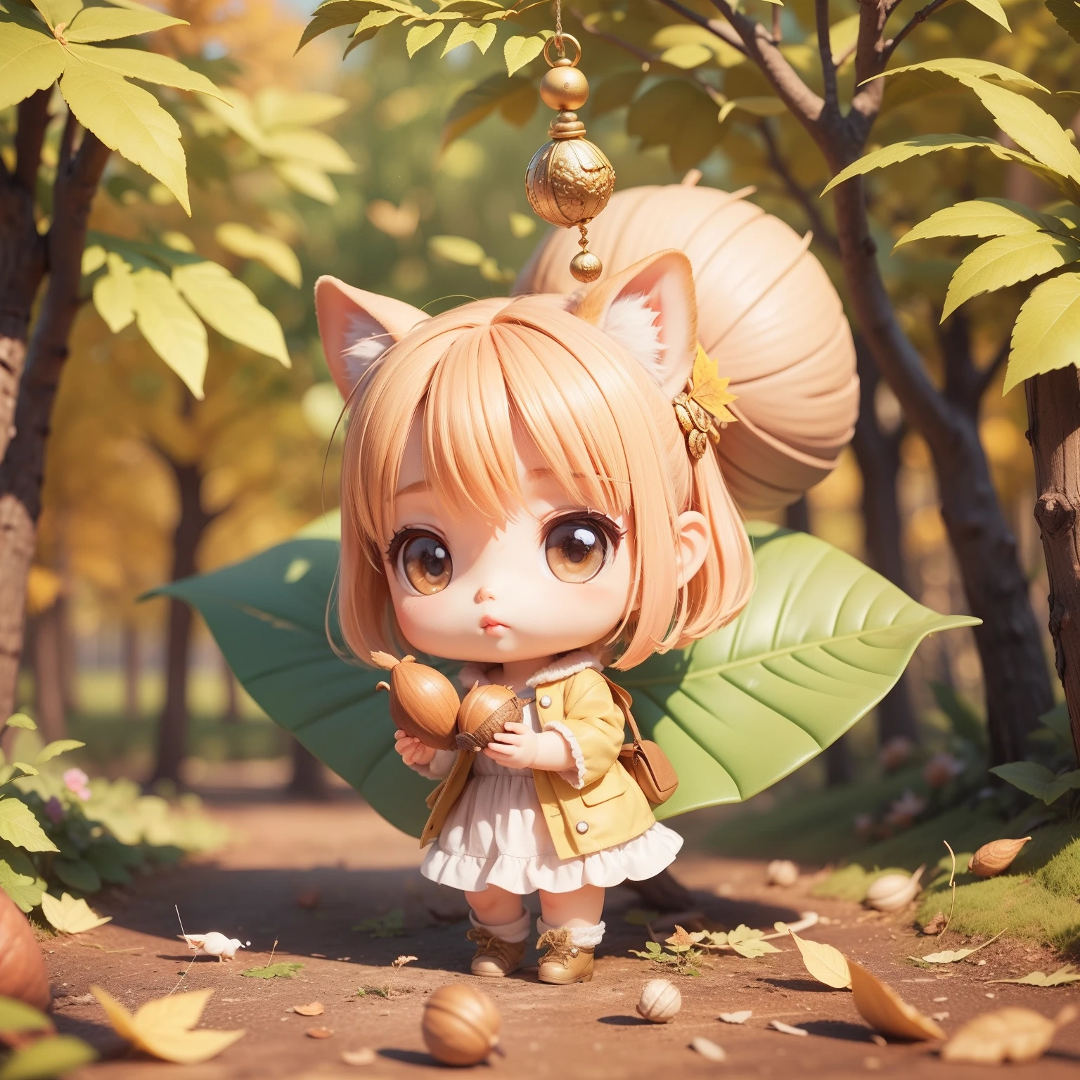 Cute  Chibi Anime,(((chibi 3d))) (Best Quality) (Master Price)、（Fairy Squirrel:1.4)、Autumn in the fairytale forest、Holding an acorn in both hands
Waiting to start