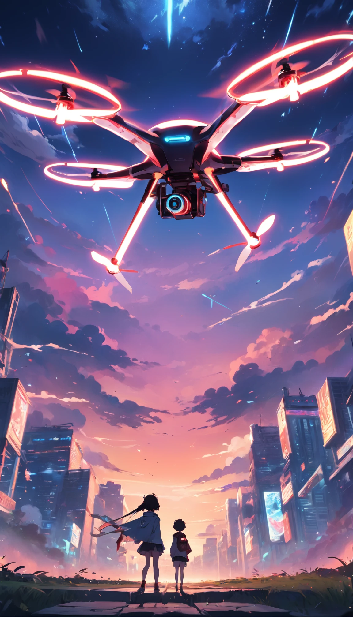 A teenager controls a quadcopter drone