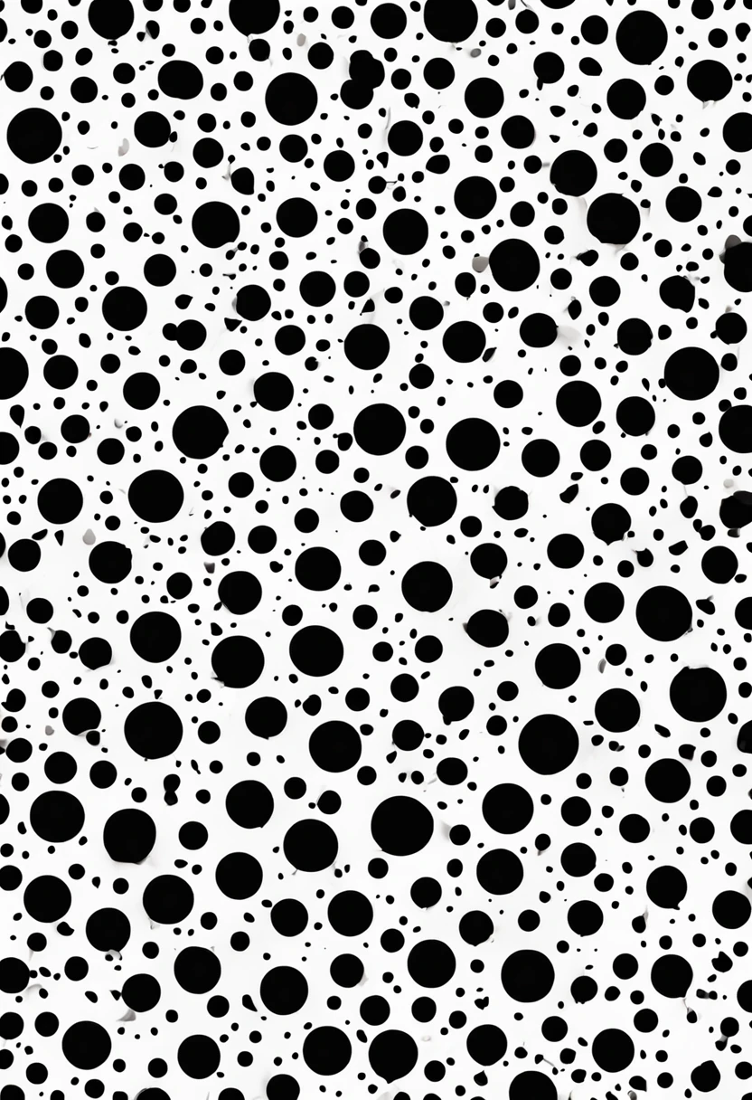 Use only black and white dots,Creative painting,، simple,100 points of different sizes