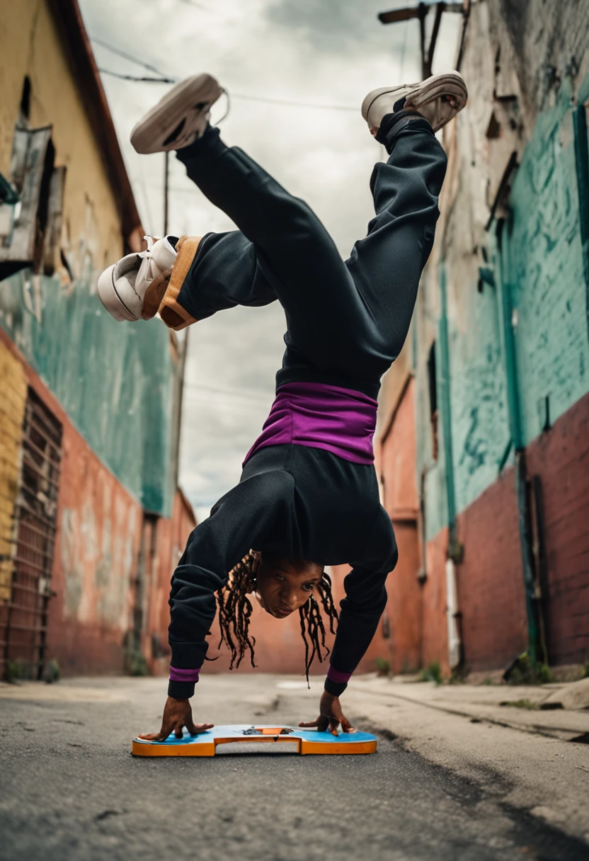 female hip hop star breakdancing she is breakdancing at the cemetery at a funeral to honor the fallen