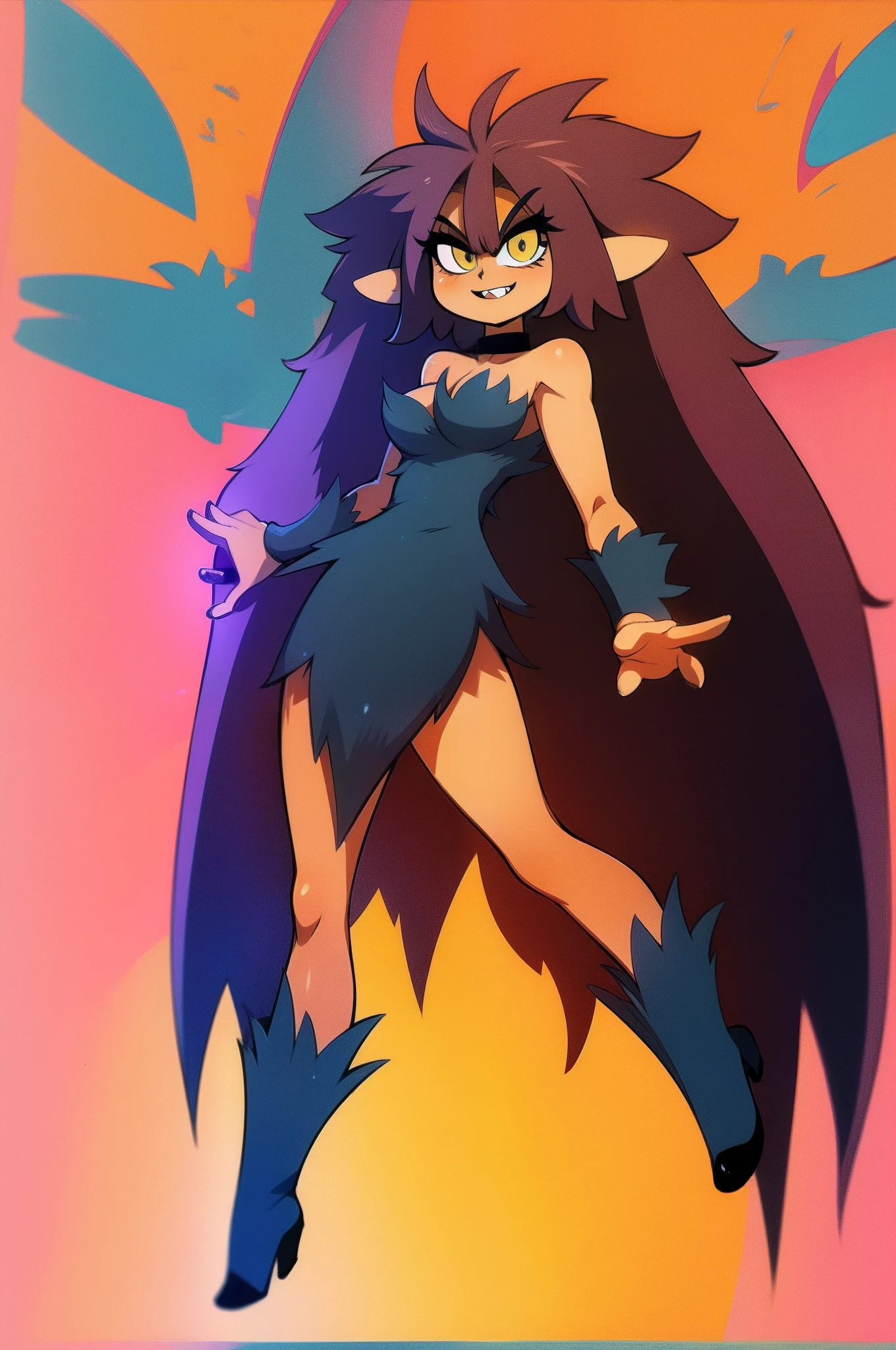 yagiko, standing, full body, medium breast, open mouth