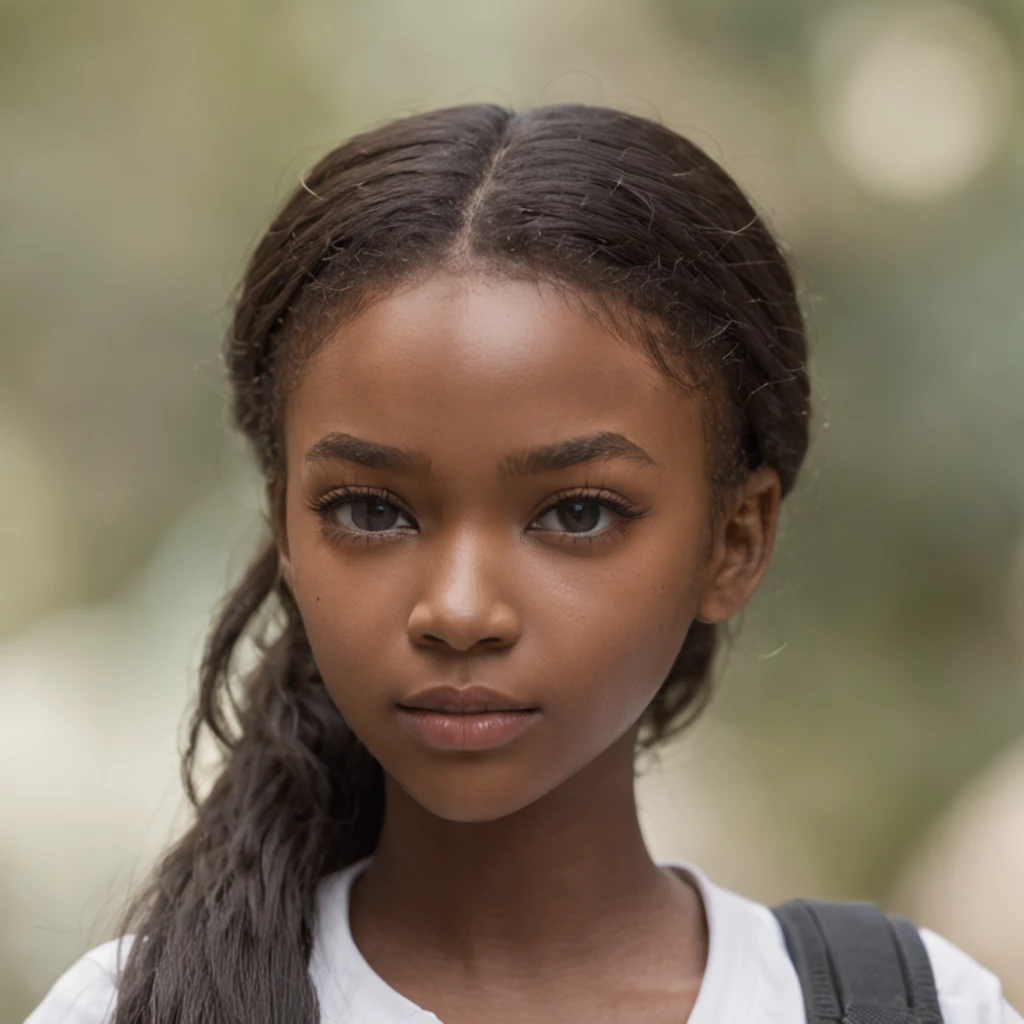best quality, high detail, (detailed face), detailed eyes,((best quality, masterpiece)), ((2 caramel skinned African girl)), school uniform, (arms at side:1.2), groin,big hip bones, ponytail, black hair, (((underboob))), standing, outdoors, facing side ways