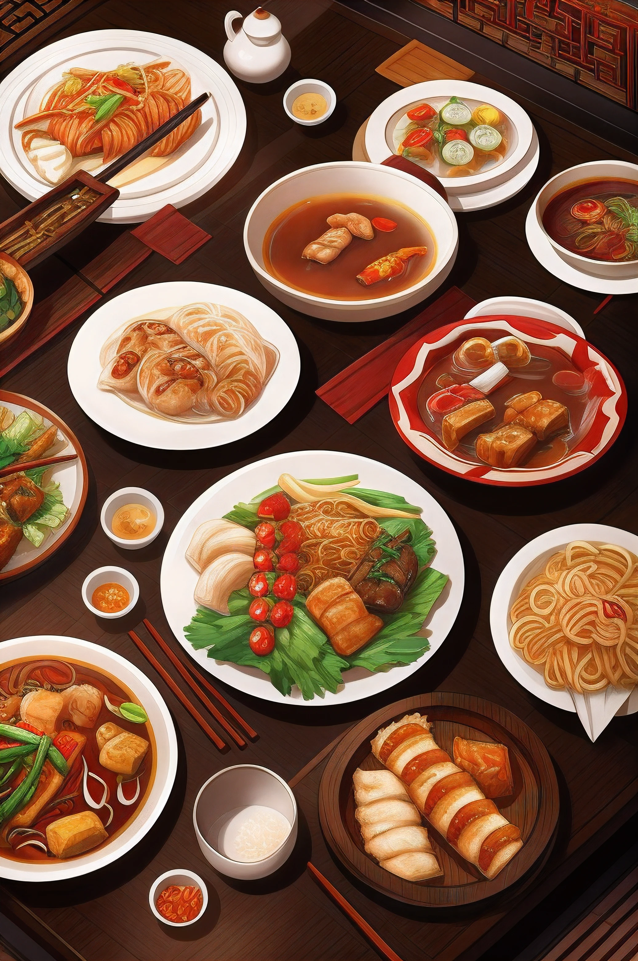 A variety of Chinese cuisine,illustration,white backgrounid