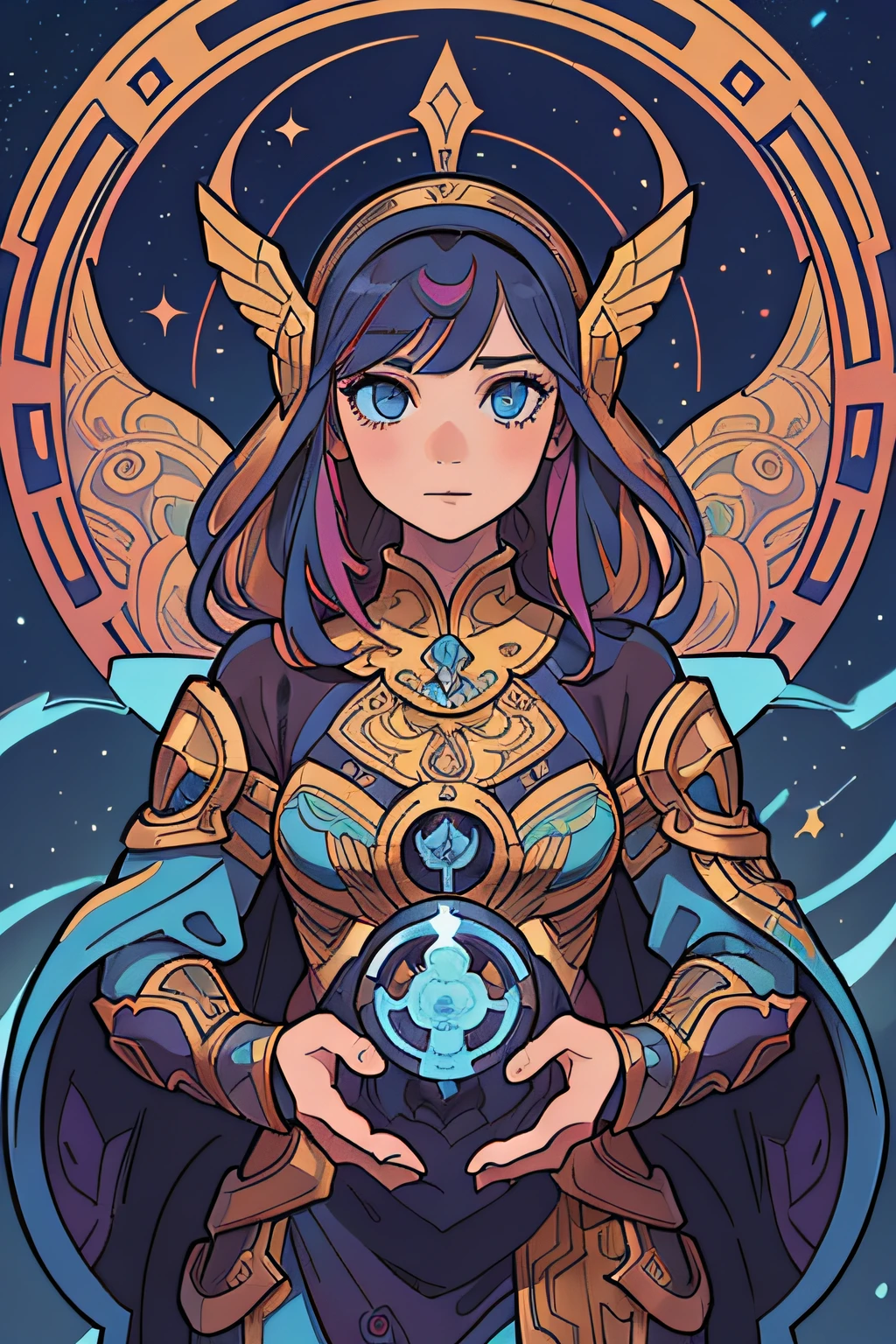 game, ai ,robot, winged helmet, deep space, twinkling and spiral nubela, by loish, d & d, fantasy, intricate, elegant, highly detailed, colorful, vivid color, digital painting, artstation, concept art, art by artgerm and greg rutkowski and alphonse mucha and ruan jia