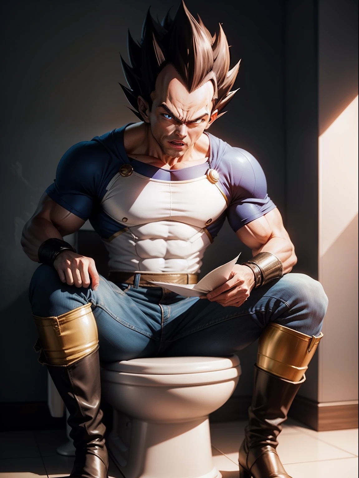 Vegeta sitting on the toilet