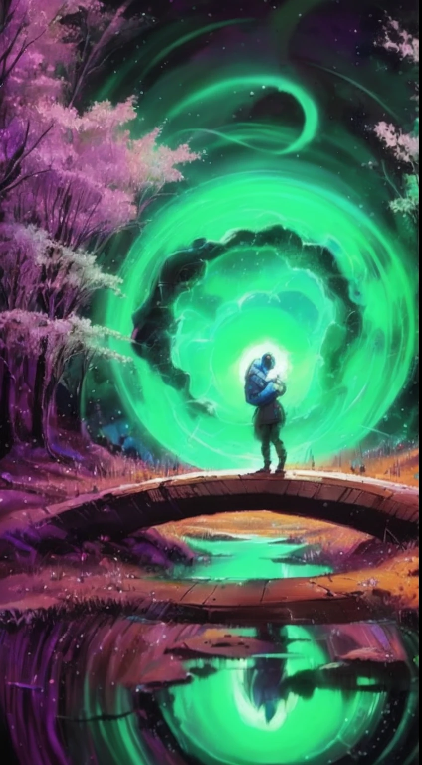person, standing in front of a space portal overlooking the sun, cyril rolando and goro fujita, gateway to another universe, Inspired by Cyril Rolando, gateway to another dimension, world, visible only through the portal, High quality fantasy stock photo, portal to another world, portal to outer space, In the style of Cyril Rolando,  Looking into space, Universe, Magical Galactic Portal, The Cycle of the Stars, God