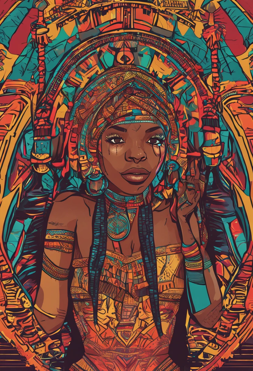 anizonian females at a traditional tribe tribe make up shock intrigued surprised looking at dj viynls decks the unknown