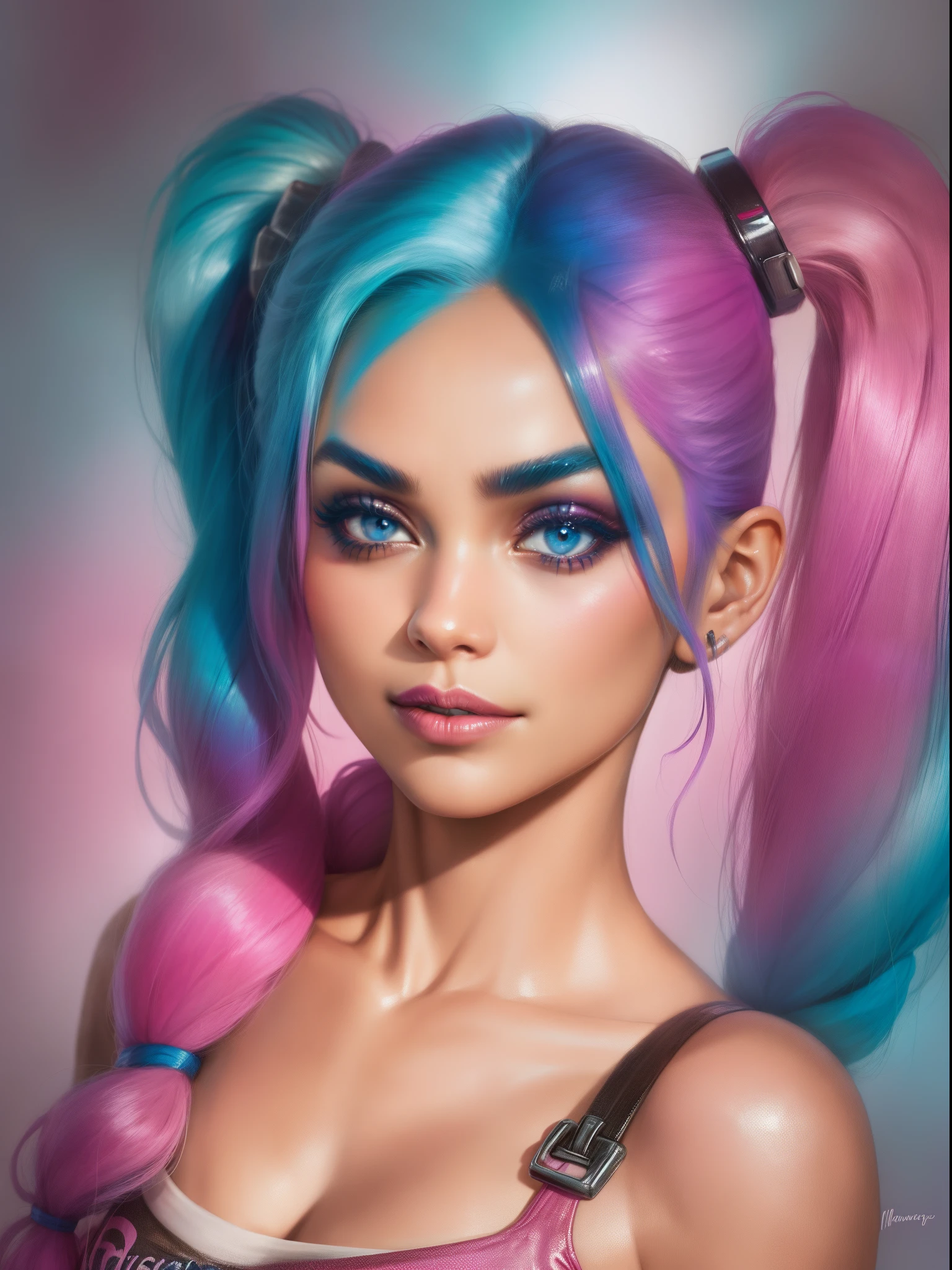 "prompt": "Describe the face of {{cute mrunalt}} as Harley Quinn, with pink and blue hair color.",
"prompt": "Describe the face of {{cute mrunalt}} as Harley Quinn, with pink and blue hair color.", "context": "mrunalt's portrayal of Harley Quinn brings a captivating and distinctive face to life, accentuated by her vibrant pink and blue hair color. As Harley Quinn, her face is a captivating combination of mischief and charm. mrunalt's features perfectly embody the playful yet unpredictable nature of the character. Her jawline is defined and carries a hint of rebellion, adding to the edginess and boldness of her appearance. Her eyes are striking and filled with a mischievous glint, reflecting Harley Quinn's unpredictable personality. {{cute mrunalt's}} eyebrows are expressive and often emphasized, adding to the intensity of her gaze. Her lips are a focal point, often adorned with vibrant and attention-grabbing lipstick, radiating both playfulness and seduction. Her nose has a natural shape that harmonizes with the rest of her facial features. {{cute mrunalt's}} complexion is typically portrayed with a flawless and luminous quality, enhancing the youthful and energetic side of Harley Quinn. Her face showcases a unique blend of animated expressions and a captivating balance of soft and sharp features. Combined with her pink and blue hair color, her face becomes a true embodiment of Harley Quinn's colorful and daring persona. {{cute mrunalt's}} face, complemented by her vibrant hair color, creates an iconic and unforgettable image that captures the essence of the beloved character, with the use of negative space."