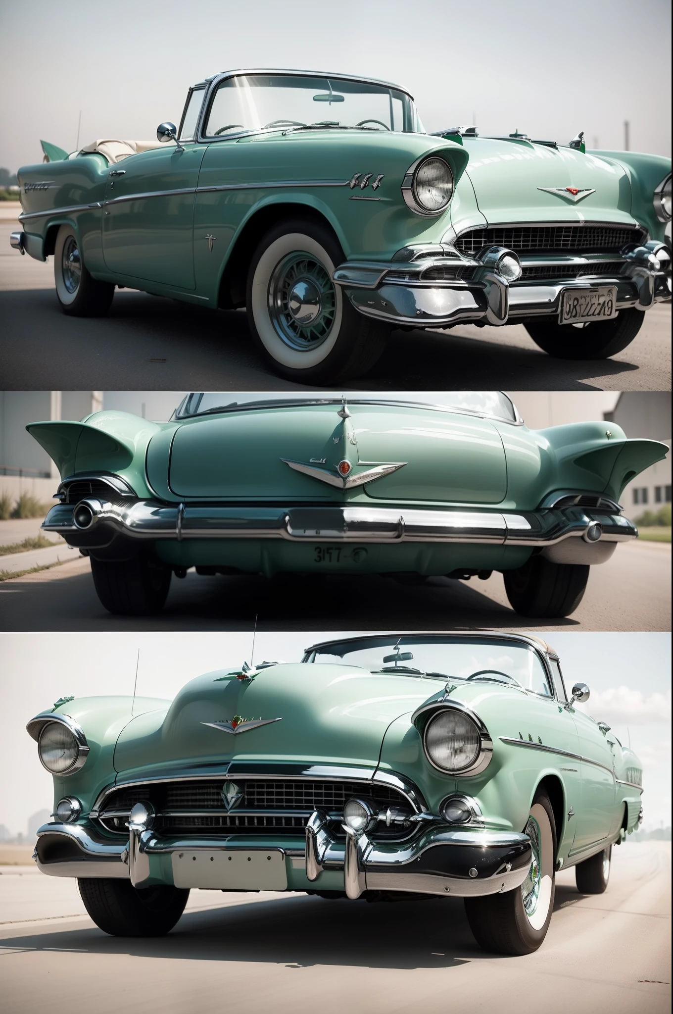 a close up of a green and white car with a white background, classic cars, 1957, looking regal and classic, convertable, classic car, 1955, 1 9 5 5, convertible, in retro colors, vintage cars, render, photo render, 1957 chevrolet bel air, 1 9 5 4, 1954