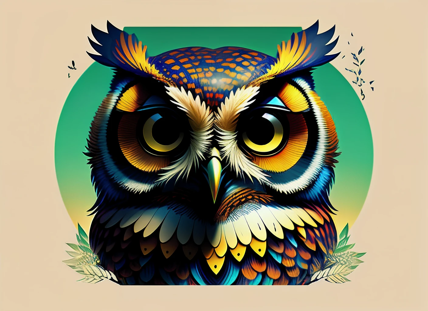 owl, complicated decoration, detailed illustration, Unity Rendering, Combining the styles of William Morris and Takashi Murakami, Art Station Sensation