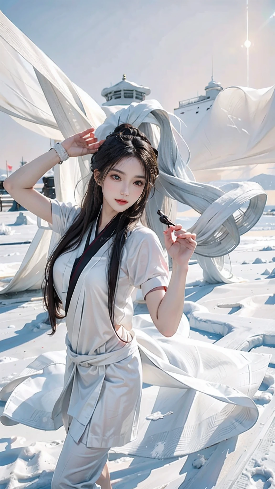 (1girl:1.3),solo,__body-parts__,
official art, unity 8k wallpaper, ultra detailed, beautiful and aesthetic, beautiful, masterpiece, best quality,Fantastical Atmosphere, Calming Palette, Tranquil Mood, Soft Shading,
Miko priestess, charm spell, talisman familiar, shrine maiden duties,