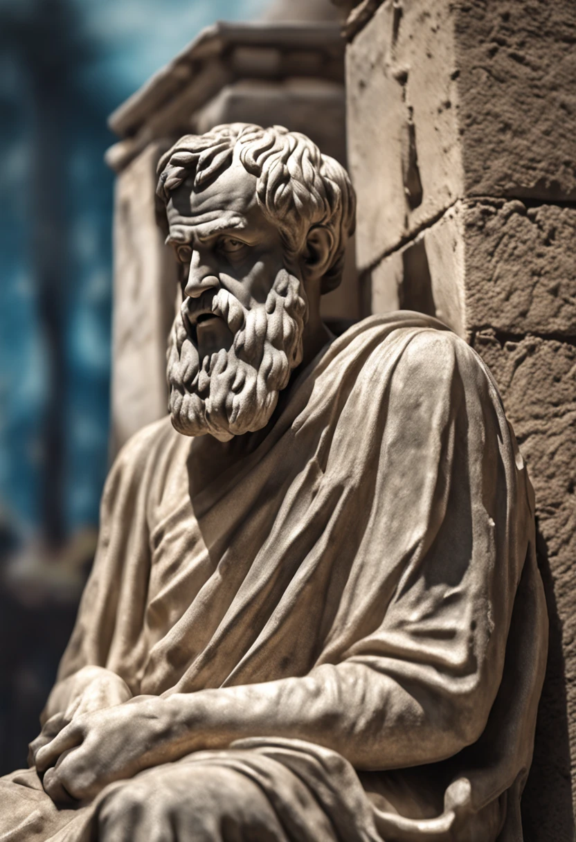 cinematic photo of the Greek philosopher Plato sitting looking forward