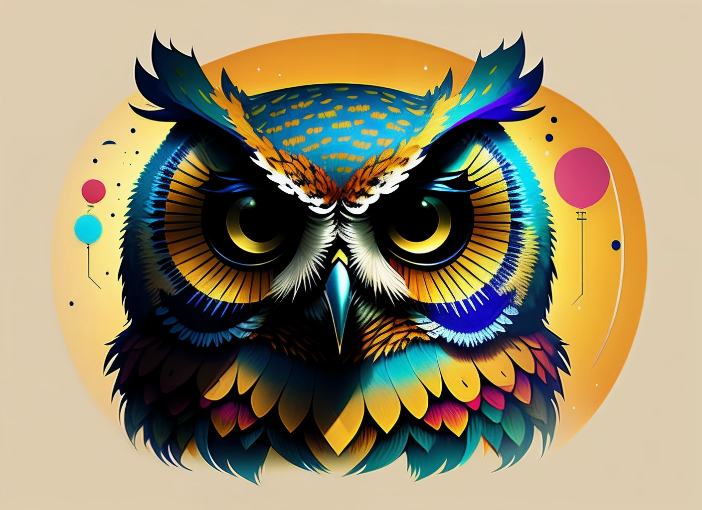 owl, complicated decoration, detailed illustration, Unity Rendering, Combining the styles of William Morris and Takashi Murakami, Art Station Sensation
