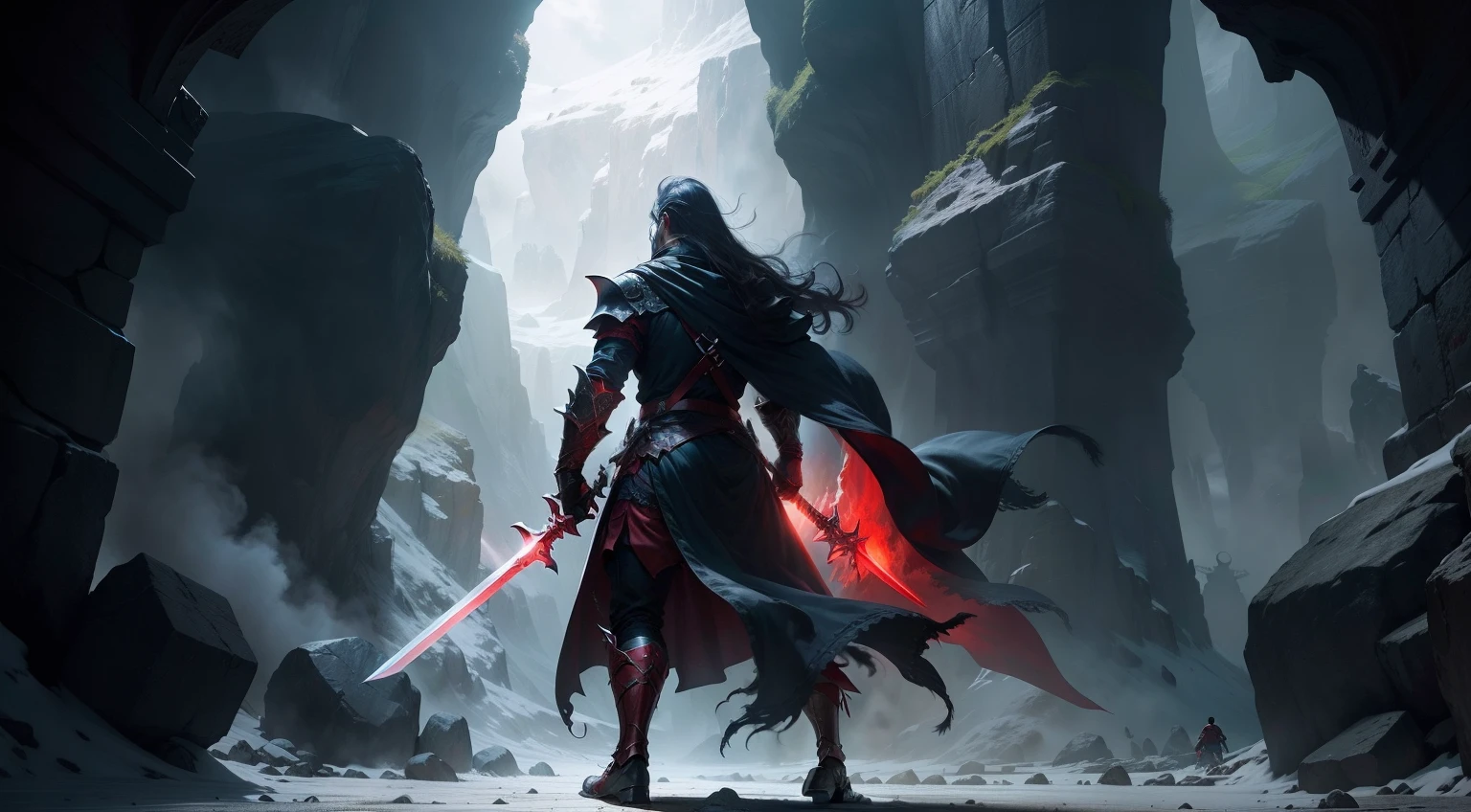 High night wind，The demon cave is high，The three-foot red sword battle is unknown，Behind him lay a thousand crippled people