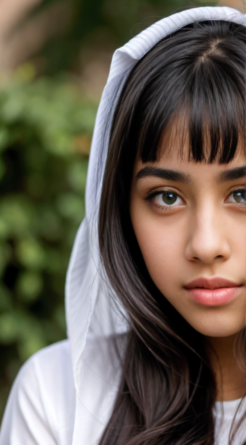 Saudi girl Black hair Green eyes White skin Beautiful face Big eyes