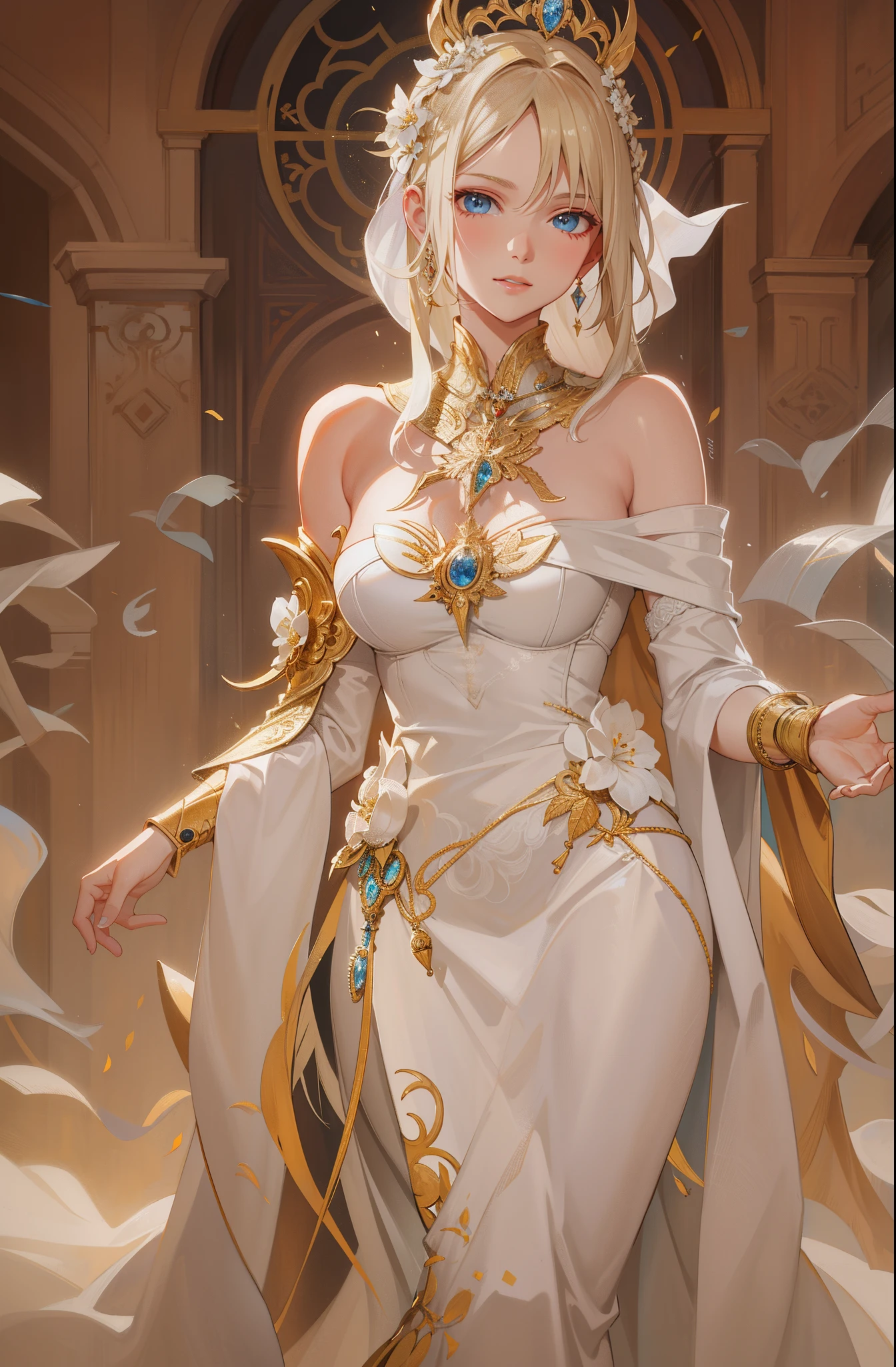 (Masterpiece:1.2), best quality, (illustration:1.2), ornate decorations,(Masterfully crafted Glow, lens flare), (ultra-detailed), hyper details, (delicate detailed), (intricate details), (cinematic light, best quality Backlights),(bioluminescent hair), (glowing eyes), (Dynamic:1.2), ((makeup)), absolutely eye-catching, prehistoric,((colourful paint splashes on background, dulux,)), ((caustic)), dynamic angle, (Captivating),(Intricately Detailed Cinematic :1.1), ambient occlusion, ambient light, ray-traced reflections,(best illumination, an extremely delicate and beautiful), ((cinematic light)), colourful, powerful, (Cinematic masterpiece),big dreamy eyes, perfect proportions, perfectly drawn face, white hair, chains, comfortable, Intense, day, Golden sky, Inticing, illustration, yellow eyes, red roses, chains, splashes of colour, smooth soft skin, Golden Hour, atmospheric, Park, Fields, Bullets, Breath-taking, ambient light coming from sky, soft warm glow coming from chains, god rays, halo, beautiful intricate coloured hair, symmetrical, soft lighting, , concept art, digital painting, looking into scenery, realistic reflections, tracers everywhere