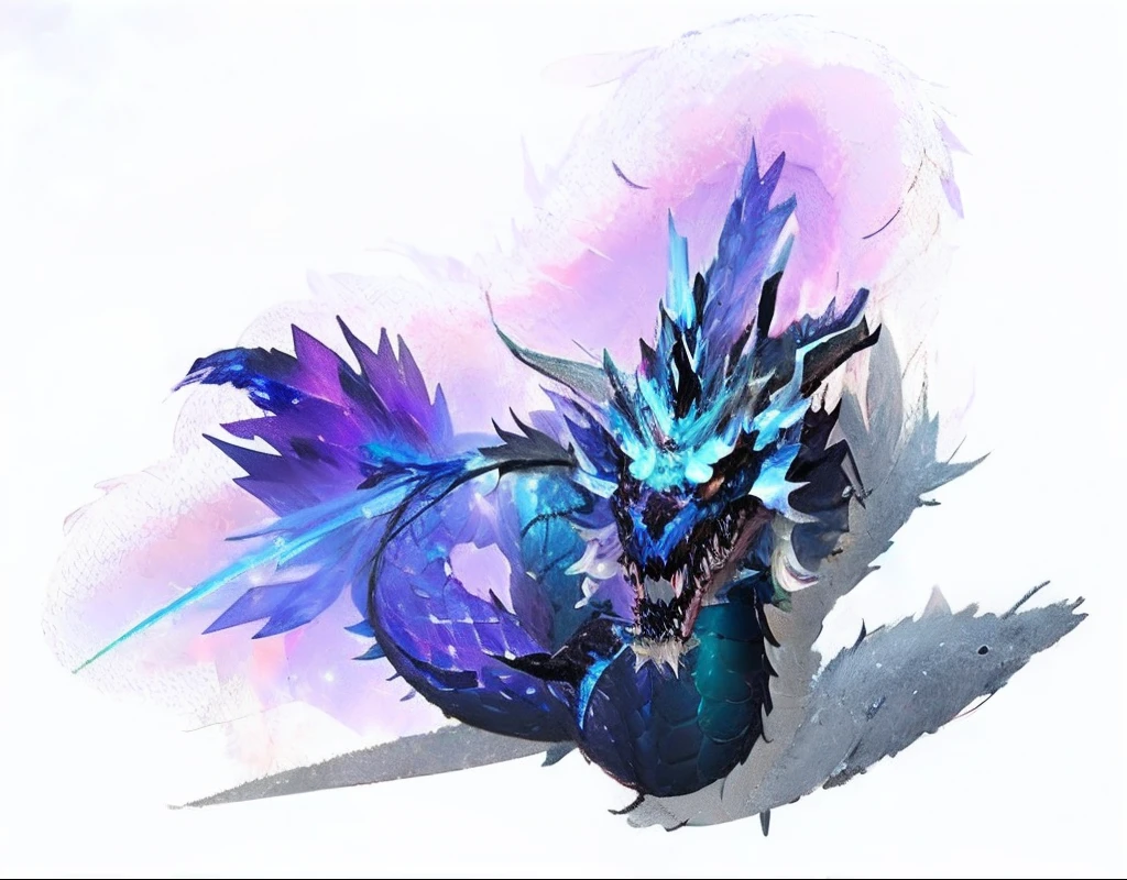 A close-up of a human snake-tailed creature, Crystal Dragon, Ice crystal armor, Frost Dragon, dragon maw, sliver ice color reflected armor, purple glowing core in armor, zerg hydralisk, iridescence water elemental, infused with zerg hydralisk, style of ghost blade, darkness aura, storm dragon, luminous water elemental