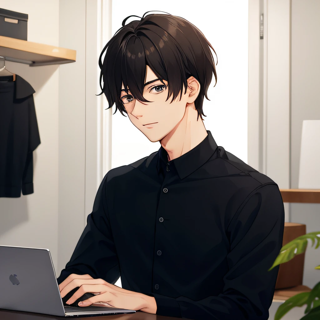 1 male in his 20s、A dark-haired