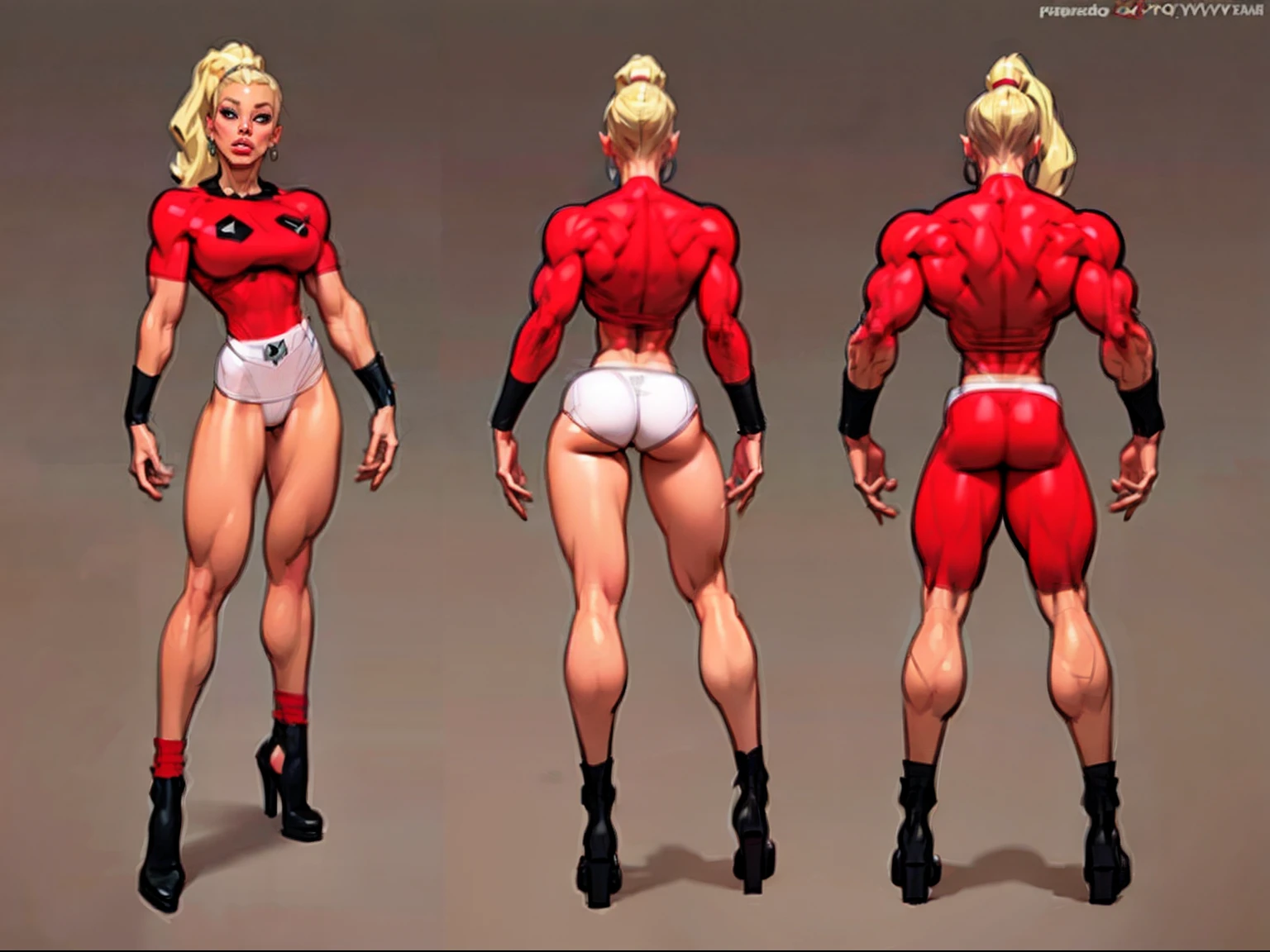 ((masterpiece)),(((best quality))),((character design sheet)), illustration,1man, boy, 1 girl, 1 woman, environment Scene change,  ((man is (pompadour:0.9)(black skin:1.1)), muscular, (red shirt:1.2), white underwear, masculine, rugged, manly, sharp edges, heroic, pink legs, thick legs,)) (woman is blonde with ponytail,((puffy lips))) scribbles and marks, rough sketches, pose too, color palette, 8k,16k, (simple background, light background: 1.3)