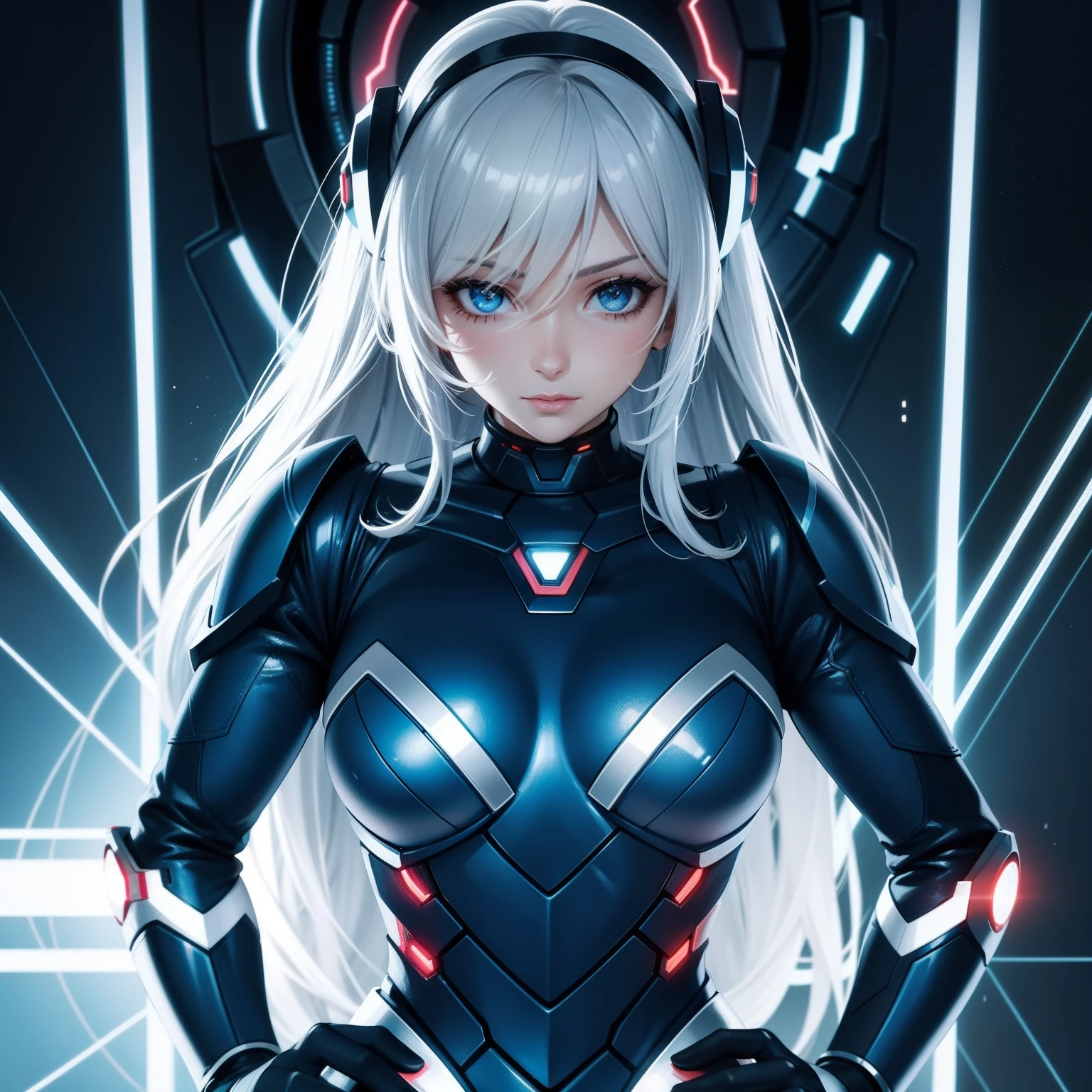 Draw a cyberwoman，delicated，A detailed，cinematic colorgrade，ultra-clear，Impeccable，High degree of completion，high and cold，prette，8k，cruel