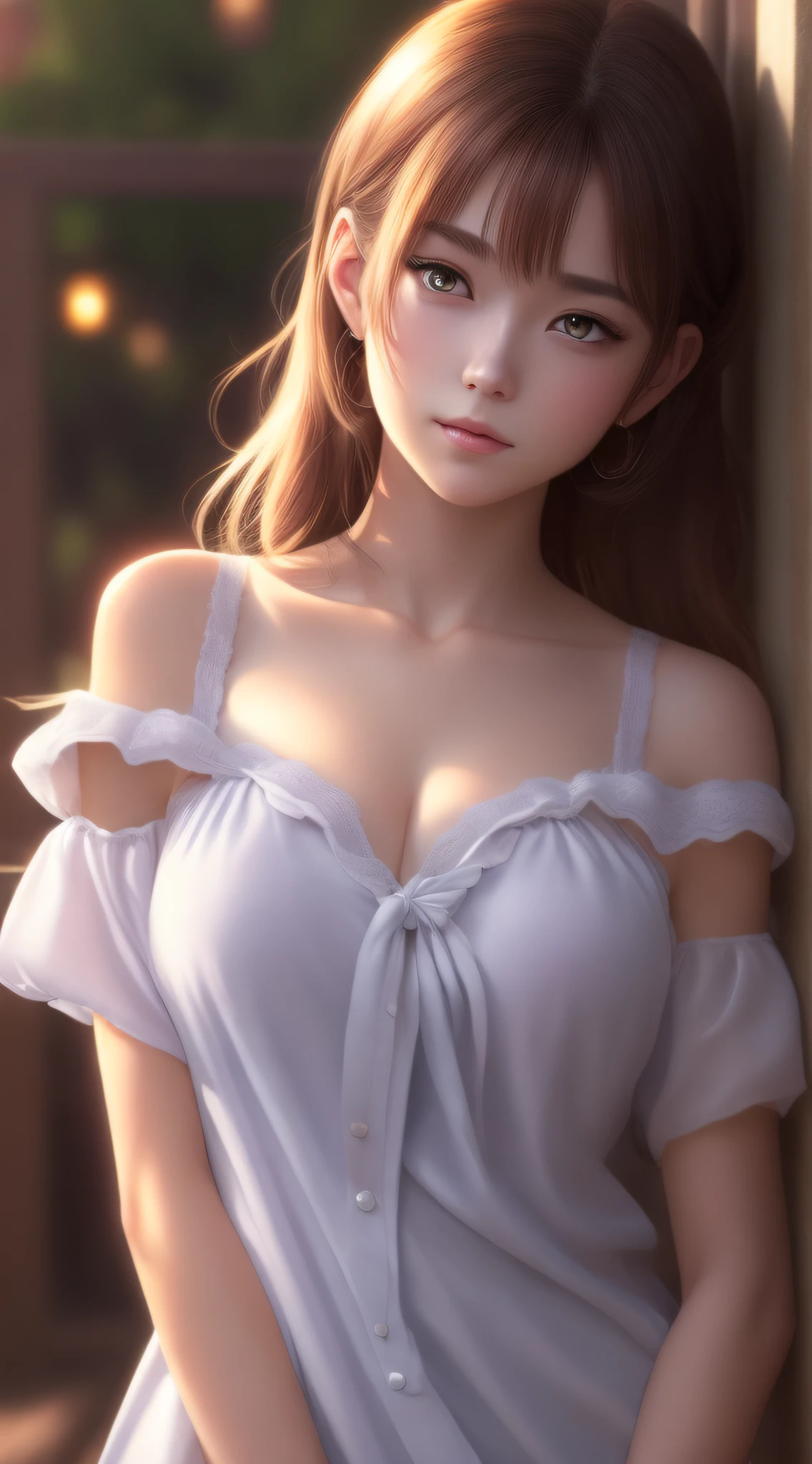 Best quality,masterpiece,ultra high res,(photorealistic:1.4),anime girl,shoulder,charming,Looking at the camera