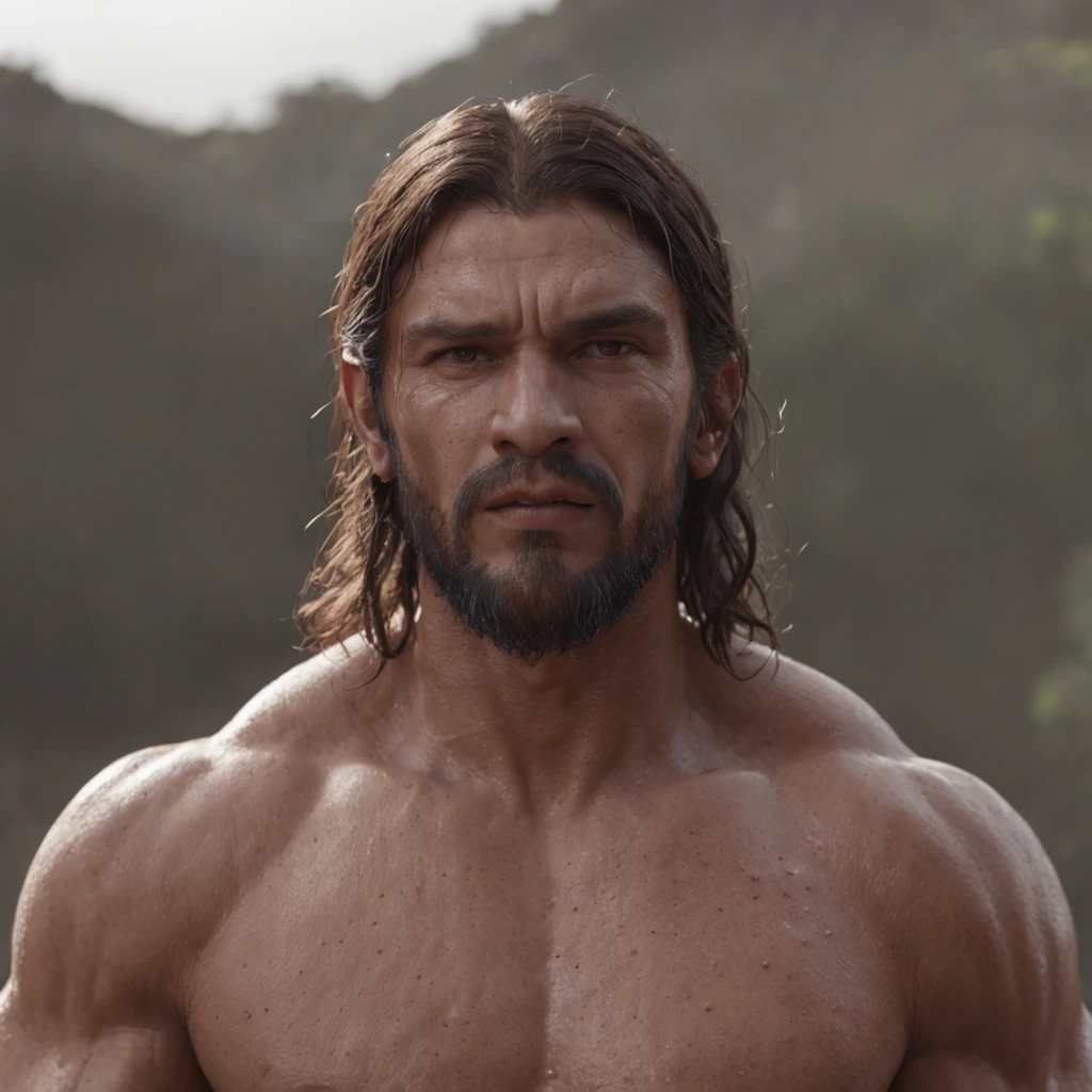 (Professional 3D rendering:1.3) de (Realistic:1.3) Foto de arte mais bonita do mundo,Features soft, bright male heroes, ((Epic hero fantasy rough muscular man wet hero angry look long hair short beard and fierce expression in dynamic pose, Supersaiajin Chemist Fantastic Location, majestoso ambiente desordenado)), corpo inteiro 8k unidade render, action shot, poros da pele, very dark lighting, sombreamento pesado, circunstanciado, Rosto detalhado, (vibrante, fotogrdeia realista, Realistic, Dramatic, Escuro, foco nítido, 8k), (Old leather clothes damaged by bad weather:1.4), ((((Use peles)))), (intrincado:1.4), decadente, (altamente detalhado:1.4), pintura digital, rendering by octane, art stations, Conceito-Arte, liso, foco nítido, illustration, germe da arte, (Loish:0.23), Wlop Ilya Kuvshinov, e Greg Rutkowski e Alphonse Mucha Gracias, (global ilumination, studiolight, Light Volumetric), chuva forte, floating particles, patife, fantasia, Onze, corpo inteiroesbian, ((Fundo escuro e antigo da cidade:1.3)),CGSesociedade,art stations