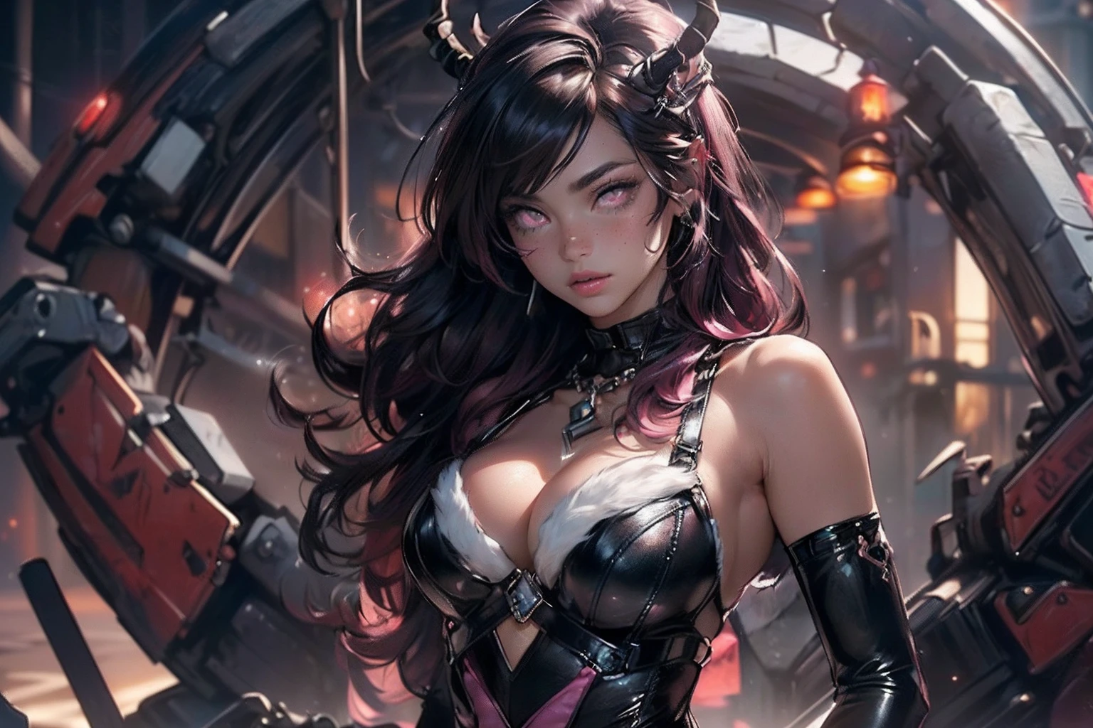 cute loli elf,(((little loli,tiny little body,little))),(((6 years old))),((anime elf loli with extremely cute and beautiful fuchsia hair)), (((elf))), (((elf ears))),
(((flat chest))),((((fuchsia hair:1.35,short fuchsia hair,colored inner hair,ear breathing)))),((pink eyes,perfect eyes,upturned eyes:1.3,beautiful detailed eyes,finely detailed beautiful eyes:1,big highlight on eyes:1.2,slanted eyes,vibrant color eyes:1.5)),(((freckles on the face,freckles,freckled girl))),(((lustrous skin:1.5,bright skin: 1.5,skin tanned,shiny skin,very shiny skin,shiny body,plastic glitter skin,exaggerated shiny skin,Reflective skin))),(delicate detailed fingers,detailed body,detailed arms,human hands,(detailed face)),
cute,slutty,erotic,daring,((nsfw)),
zettai ryouiki,revealing clothing,show skin,(((Sexy pink fur coat, pink fur coat outfit, wearing a pink fur coat:1.3,pink winter coat))), ((pink mini-skirt,pink mini skirt with furry edge,visible thong straps)),(white gloves,pink clothes,semi-naked,with little pink clothing,((((furry edge clothing)))),(detailed outfit,detailed clothes),
(dynamic pose:1.0),solo focus,embarrassed,centered,scale to fit dimensions,Rule of thirds,
toy factory background,detailed background:1.25,
High resolution, sharp focus, (ultra detailed, extremely detailed), (photorealistic artwork:1.37), 8k wallpaper,(((vibrant colors,))),(intricate),masterpiece,(best quality),