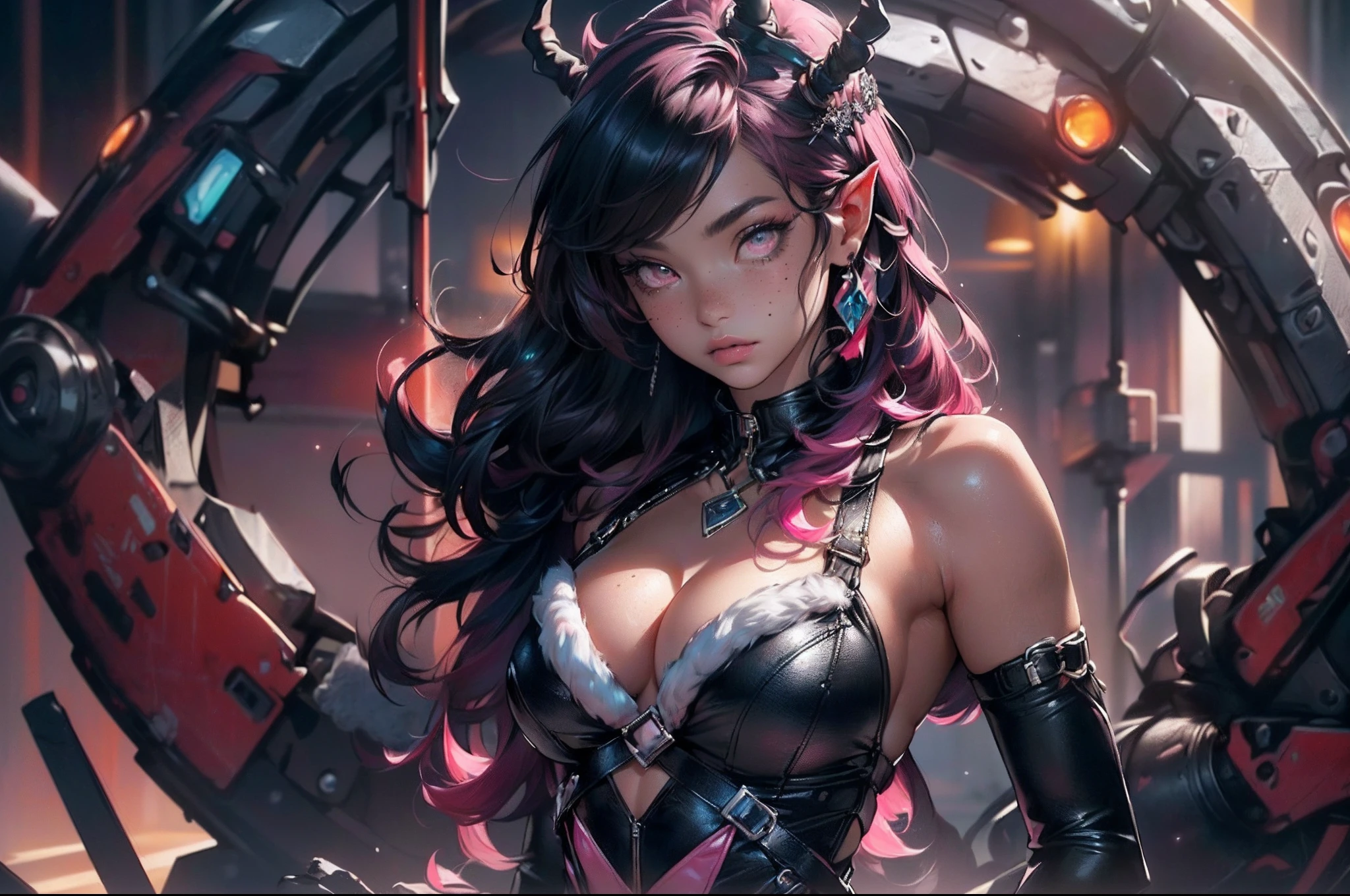 cute loli elf,(((little loli,tiny little body,little))),(((6 years old))),((anime elf loli with extremely cute and beautiful fuchsia hair)), (((elf))), (((elf ears))),
(((flat chest))),((((fuchsia hair:1.35,short fuchsia hair,colored inner hair,ear breathing)))),((pink eyes,perfect eyes,upturned eyes:1.3,beautiful detailed eyes,finely detailed beautiful eyes:1,big highlight on eyes:1.2,slanted eyes,vibrant color eyes:1.5)),(((freckles on the face,freckles,freckled girl))),(((lustrous skin:1.5,bright skin: 1.5,skin tanned,shiny skin,very shiny skin,shiny body,plastic glitter skin,exaggerated shiny skin,Reflective skin))),(delicate detailed fingers,detailed body,detailed arms,human hands,(detailed face)),
cute,slutty,erotic,daring,((nsfw)),
zettai ryouiki,revealing clothing,show skin,(((Sexy pink fur coat, pink fur coat outfit, wearing a pink fur coat:1.3,pink winter coat))), ((pink mini-skirt,pink mini skirt with furry edge,visible thong straps)),(white gloves,pink clothes,semi-naked,with little pink clothing,((((furry edge clothing)))),(detailed outfit,detailed clothes),
(dynamic pose:1.0),solo focus,embarrassed,centered,scale to fit dimensions,Rule of thirds,
toy factory background,detailed background:1.25,
High resolution, sharp focus, (ultra detailed, extremely detailed), (photorealistic artwork:1.37), 8k wallpaper,(((vibrant colors,))),(intricate),masterpiece,(best quality),