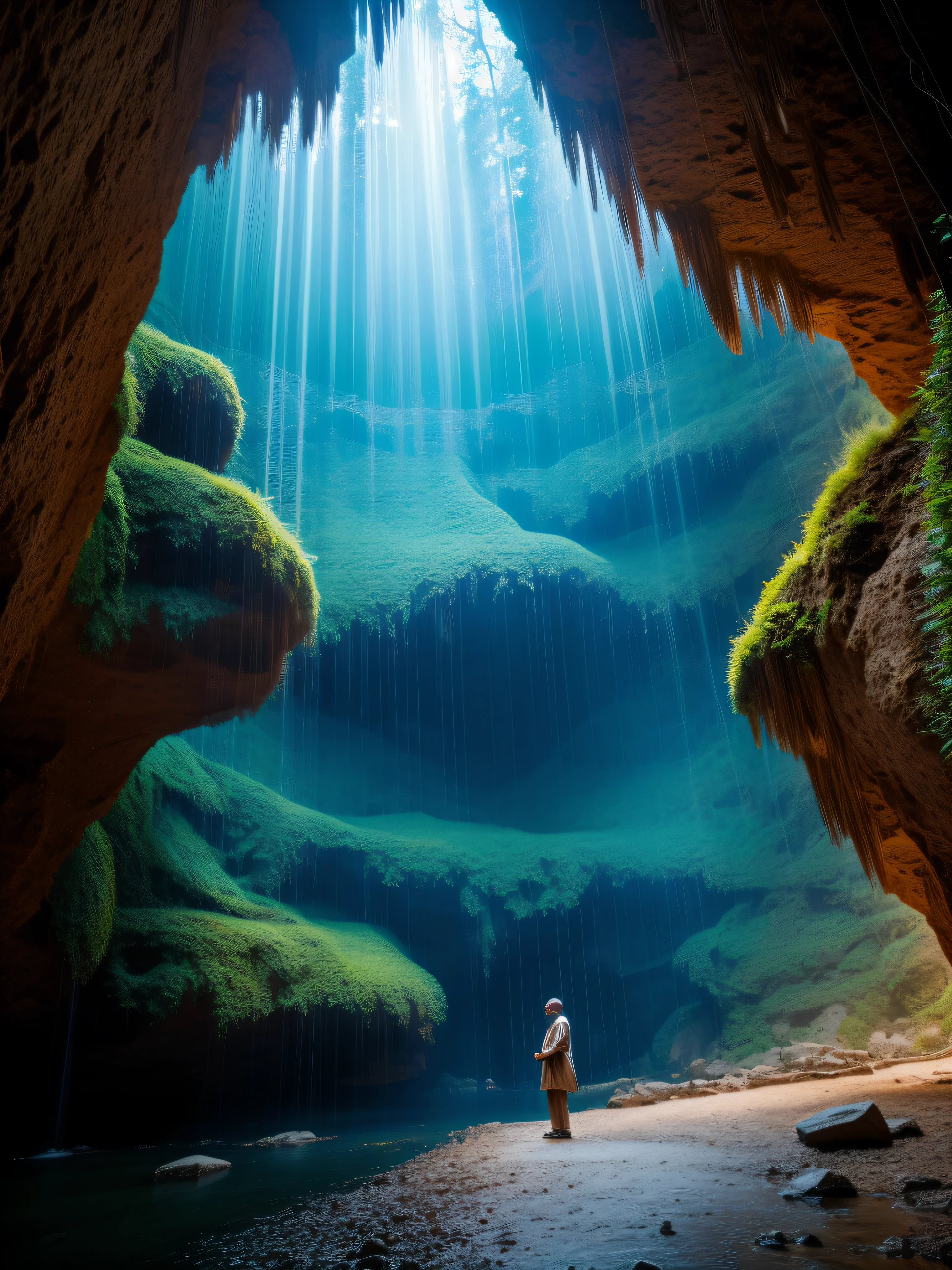 "an award-winning shot of a beautifully realistic detailed cave, the cave is like a large dome, fantastic stalactites, hyper-realistic photo (cinematic lighting: 1.1), soft lighting, inside heart of a volcano, photo-realistic, setting by an award-winning, award winner Film Academy, Zeiss Supreme 50mm prime lens, sharp, clear focus, shallow dof, stonecore, beautiful color grading, dynamic composition, brilliance,