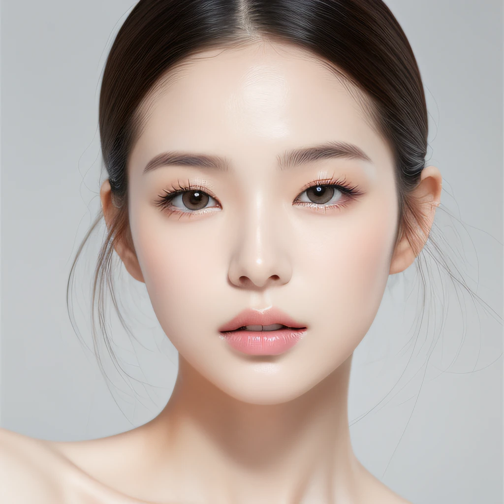 (Tabletop、highest quality、8k、Award-winning works、Ultra-high resolution)、One Woman、(Face close-up:1.3)、(Pure white background:1.1)、Perfect beautiful face、(nude:1.1)、(Fully closed lips:1.1)