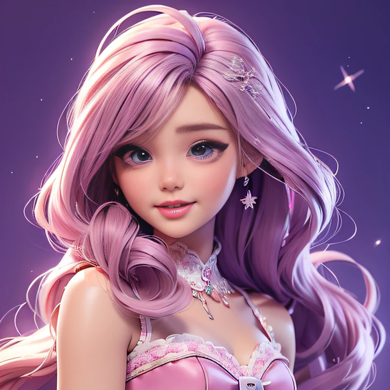 3D modeling，1：20 miniature toy models，Toy Barbie，32K fantasy Barbie（tmasterpiece，k hd，hyper HD，32K）Purple-pink flowing hair，Dream Barbie girl ，toys（realisticlying：1.4）Hold your head high，Be proud，Dream Barbie，Tsundere，Snowflakes fluttering，Snowflakes fluttering，Snowflakes fluttering，Snowflakes fluttering，Impeccable，Dream Barbie( reasonable design, Clear lines, High sharpness,Best quality, Very detailed, Masterpiece, offcial art, movie light effect, 4K )toys