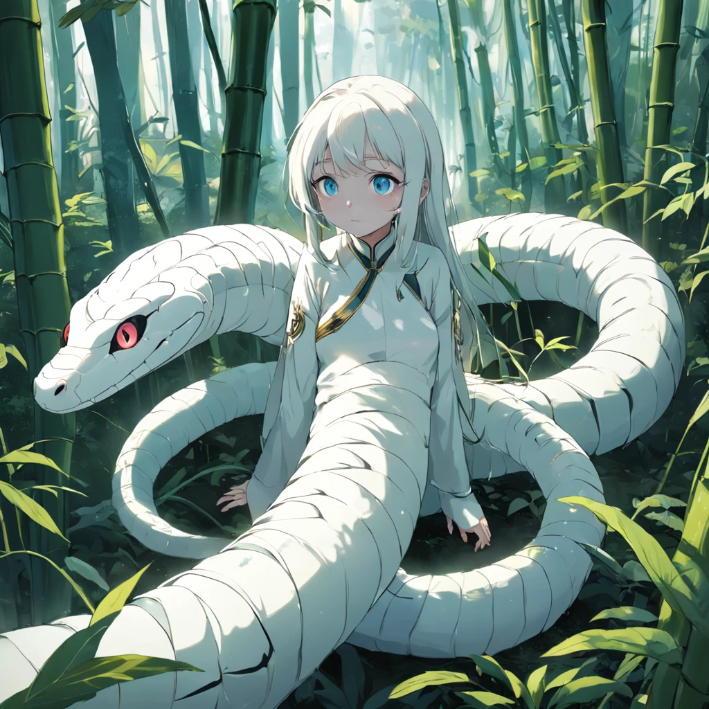 Snake-penetrating all-back white caterpillar girl who serves snakes arrested、Amazing dynamism、Amazing Angle、Overwhelming supergravity sandstorm、((((Many friendly snakes stacked close together whispering and hugging each other))))、((surround each other'snake))