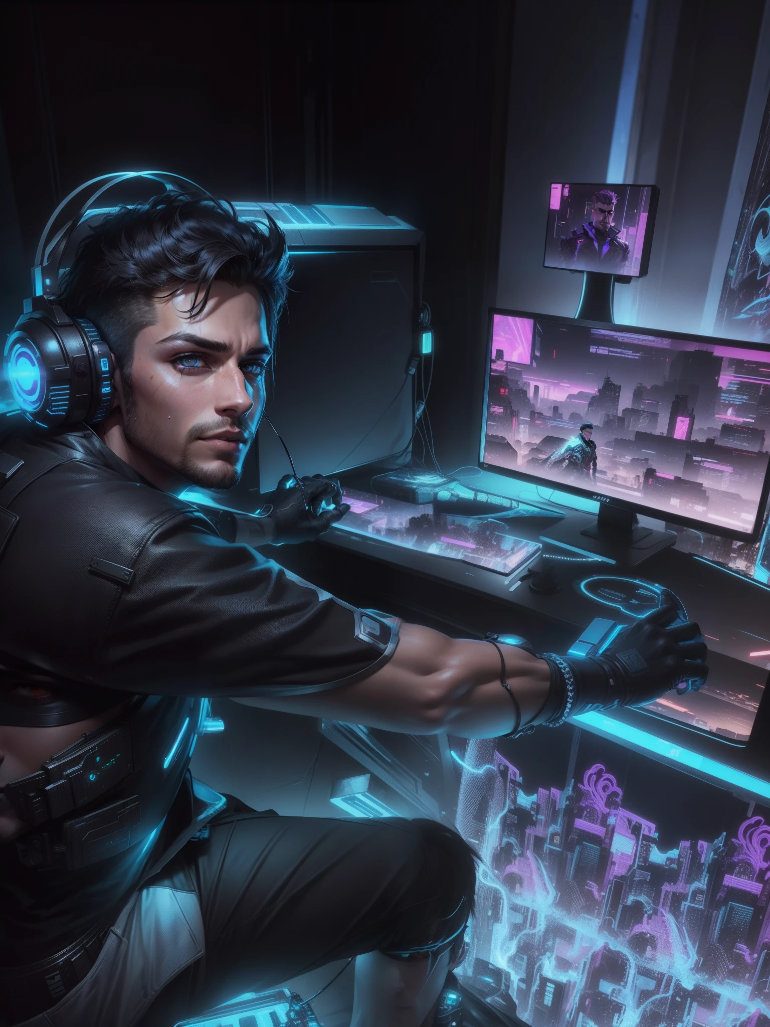 Change background.cyberpunk handsome boy.realistic face.8k.ultra realistic