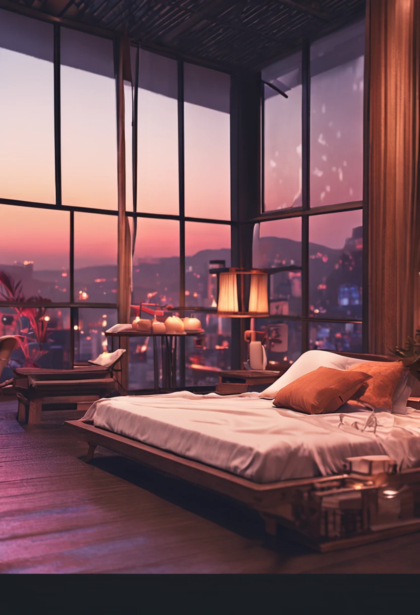((Realistic lighting, best qualtiy, 8K, tmasterpiece:1.3)), sharp fokus:1.2, 1girll, Beautiful Women with Perfect Figure:1.4, Slim abs:1.1, ((dark brown  hair)), (White crop top:1.4）,（exteriors，during night：1.1），Sit on the indoor bed，Ultra-fine face，Fine eyes，二重まぶた，Leaking from the entire delicate breast