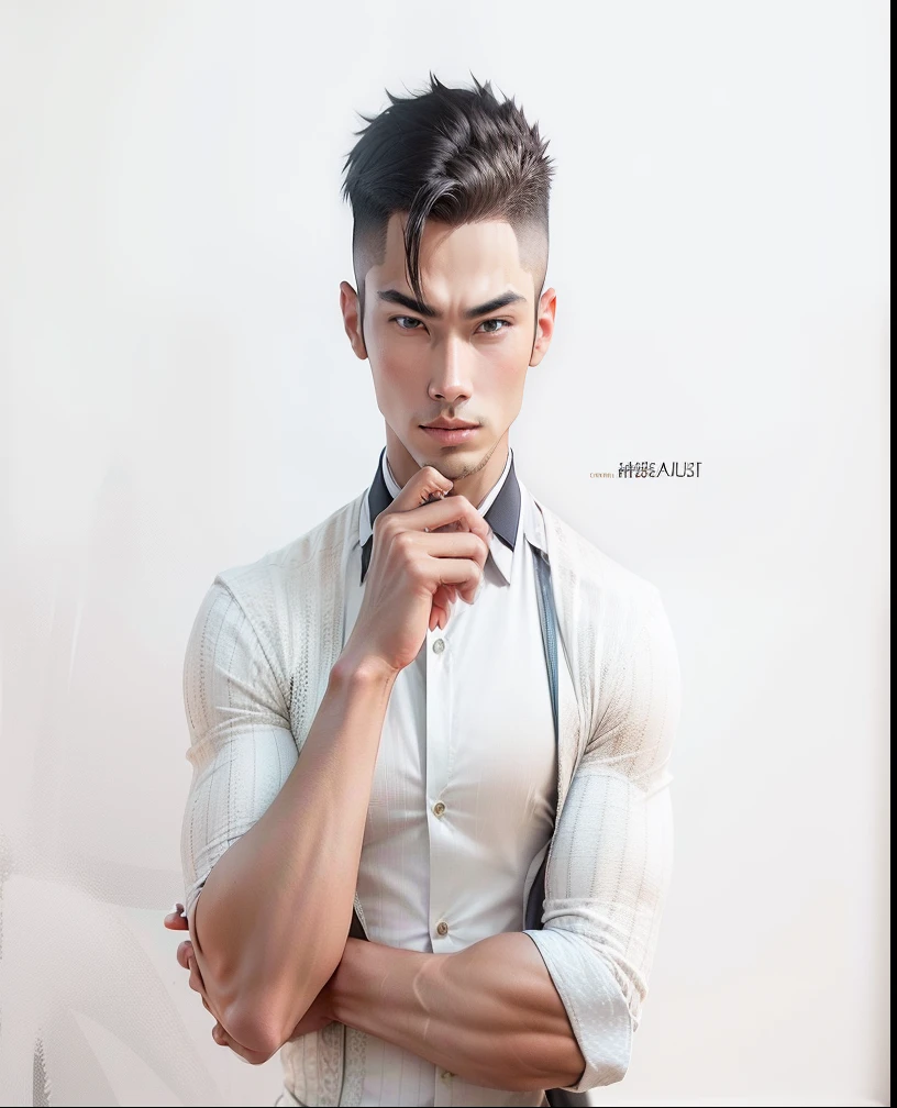 Change dress to a black suit and convert body as muscular without changing face