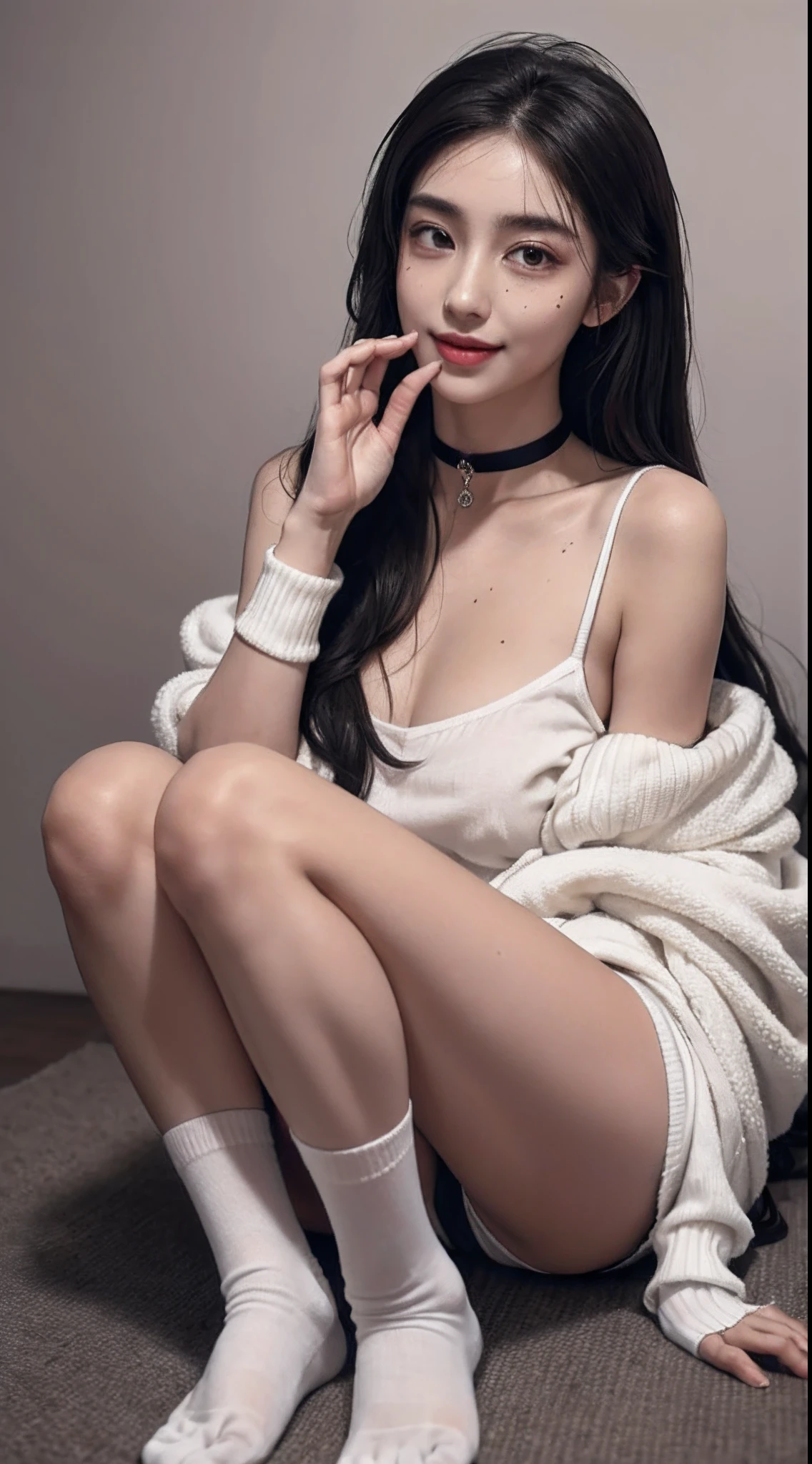 Coquettish ,grimy ,Long hair coiled at the back of the head,Obscene smile,Gorgeous hairpins,Heavy makeup,Smoky makeup,Peach blossom eyes,Moles in the corners of the eyes,耳Nipple Ring,choker necklace,Luxurious jewelry,There are moles at the corners of the mouth,very vey very detailed face,Delicate and delicate facial features,full body moles,Dirty white socks,Stinky socks,Dirty white socks,I haven't washed my dirty white socks for a long time,Blackened white socks,Dirty and smelly white socks,Dirty、White socks soaked with sweat,White dirty socks,Thick pubic hair,Pubic hair is exuberant,Lots of pubic hair,Thick pubic hair,Strong body hair,A foreign body is inserted into the,Stick out your feet,Foot elevation,The feet are very high,Super detail, hyper HD, Masterpiece, ccurate, Textured skin, Super detail, High details, High quality, Award-Awarded, Best quality, A high resolution, 1080p