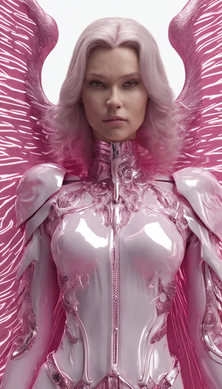 Close-up of angel statue with wings, angel of death, angel of death, unreal engine rendered + A goddess, villainess has black angel wings, the angel of death with a halo, angel in plastic armor, Flowing white robe, portrait of the angel of death, angel knight gothic girl, full - body majestic angel, angel protecting woman, Cover art, Take control of your life, Stick to life, One is called "Snatch life"Full body like，(RAW photo:1.2)，Pink latex jumpsuit，Hollow-out on，Holt collar, latex shiny,tight-fitting，sweat leggs，White liquid， Pink body, wearing atsuko kudo latex outfit, wearing tight suit, Smooth pink skin, catsuits, Wearing latex, shiny plastic, shiny metallic glossy skin, The color of pink glow, latex outfit, chrome bodysuit, cyberpunk glossy latex suit, Shiny, futuristic glossy latex suit　spread their legs　M-shaped legs　angry look　sullenness　Irritated，white liquid all over body，